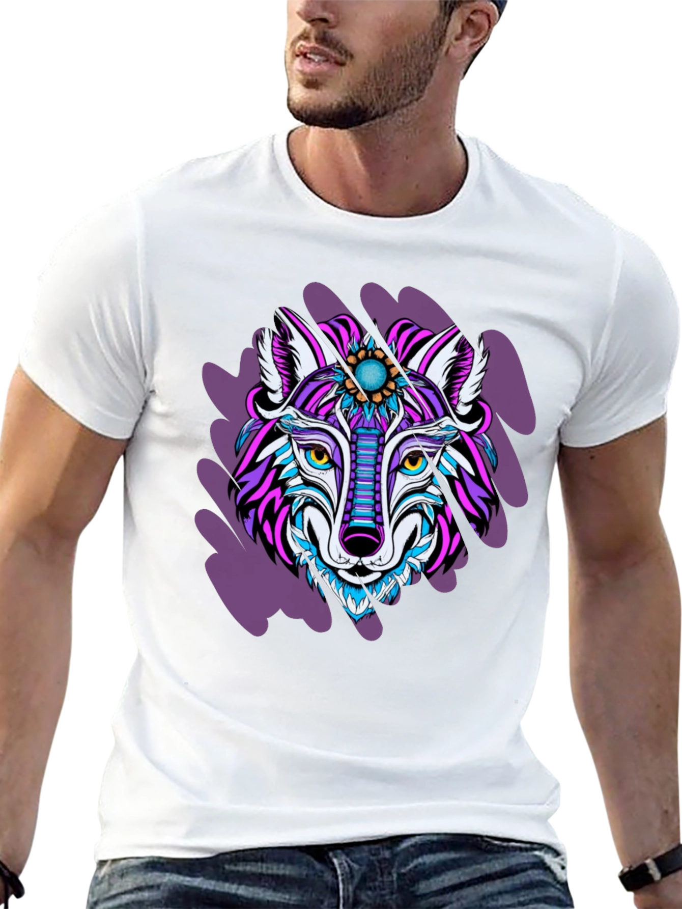 Artistic Wolf Graphic Tee - Bold & Unique