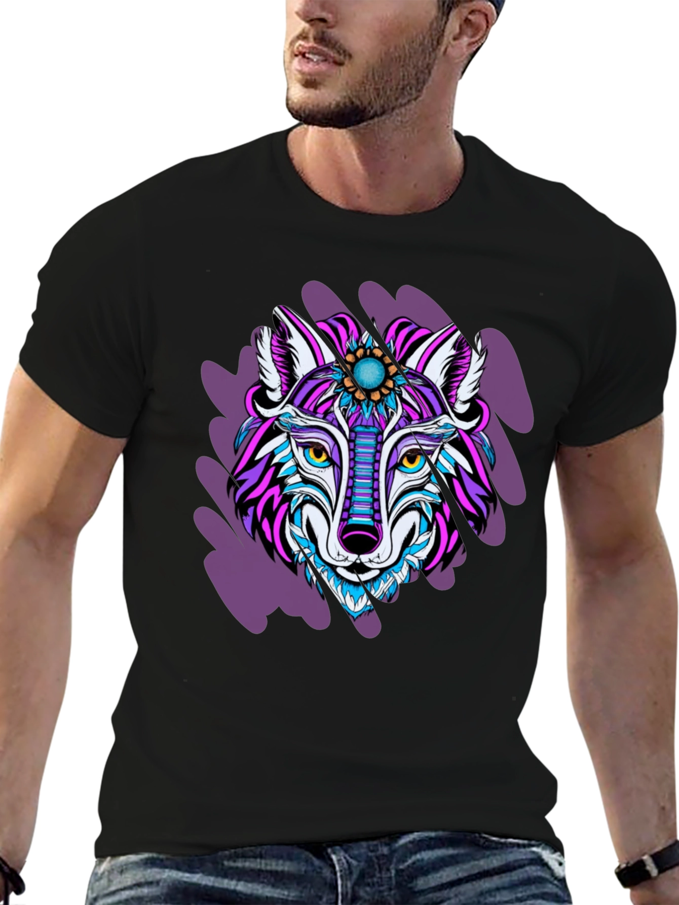 Artistic Wolf Graphic Tee - Bold & Unique