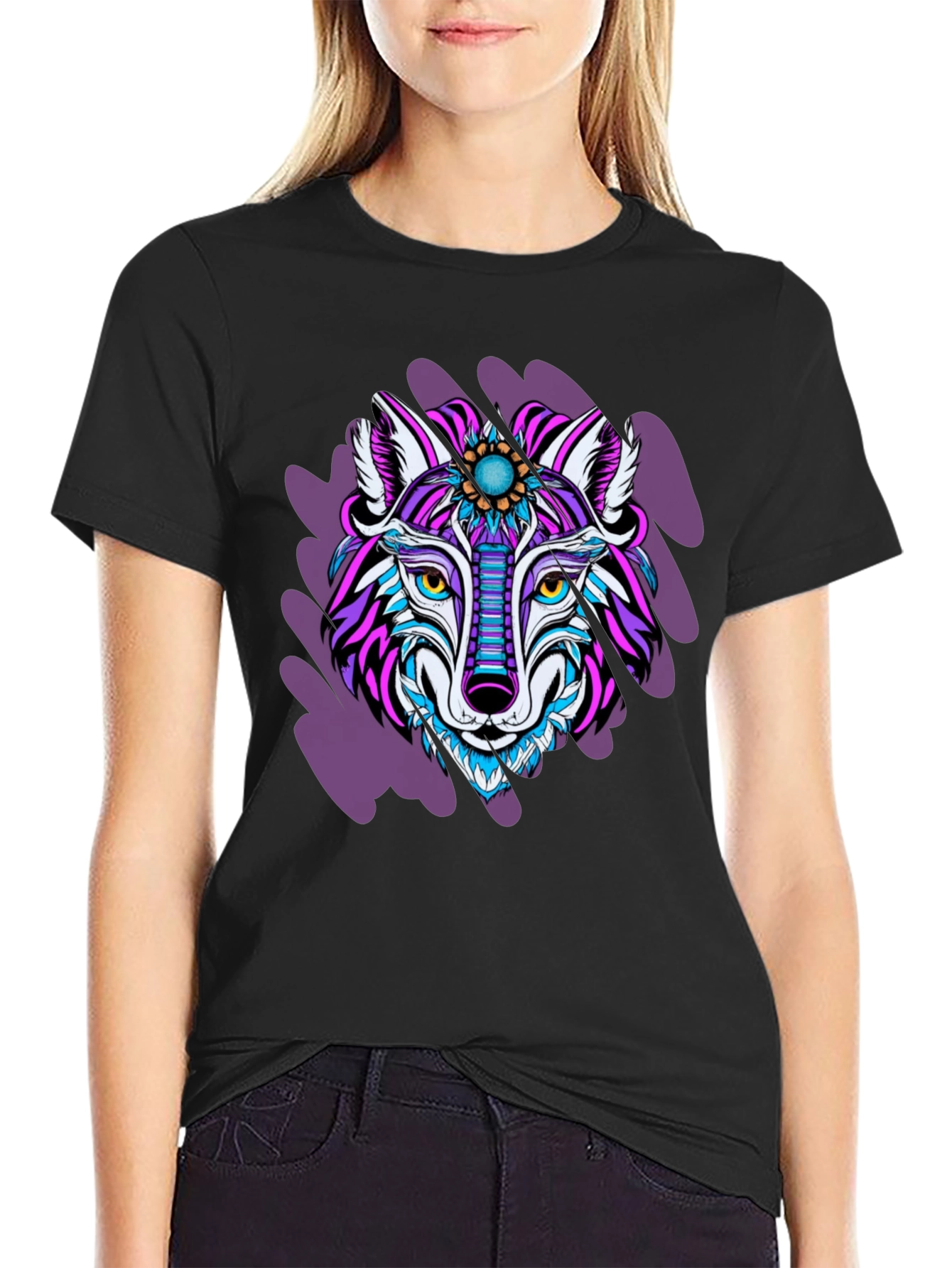 Artistic Wolf Graphic Tee - Bold & Unique