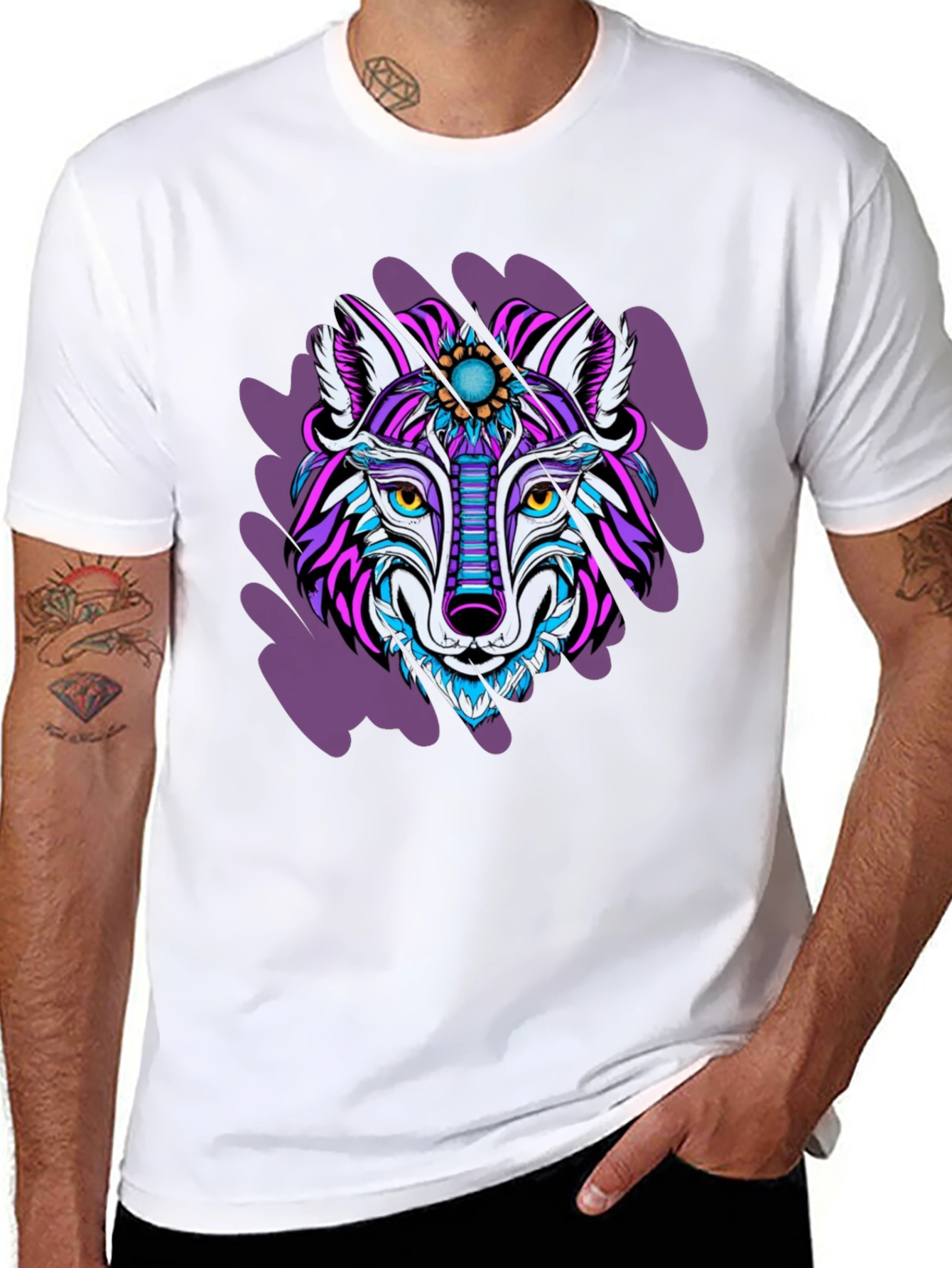 Artistic Wolf Graphic Tee - Bold & Unique
