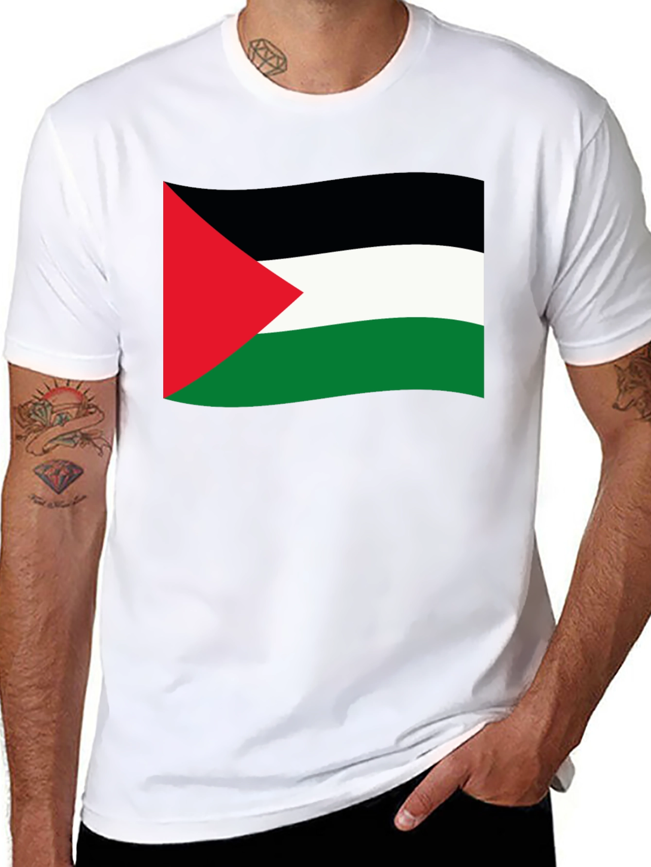 Palestine Flag T-Shirt - Black Casual Tee