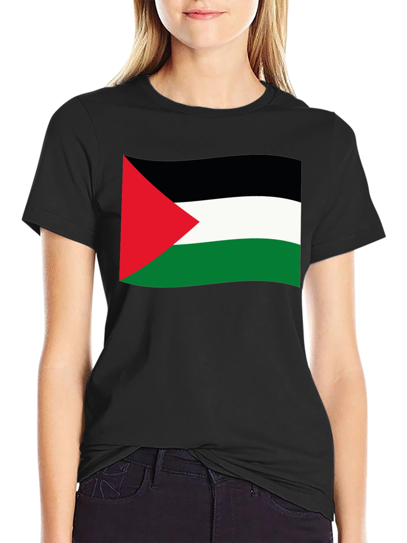 Palestine Flag T-Shirt - Black Casual Tee