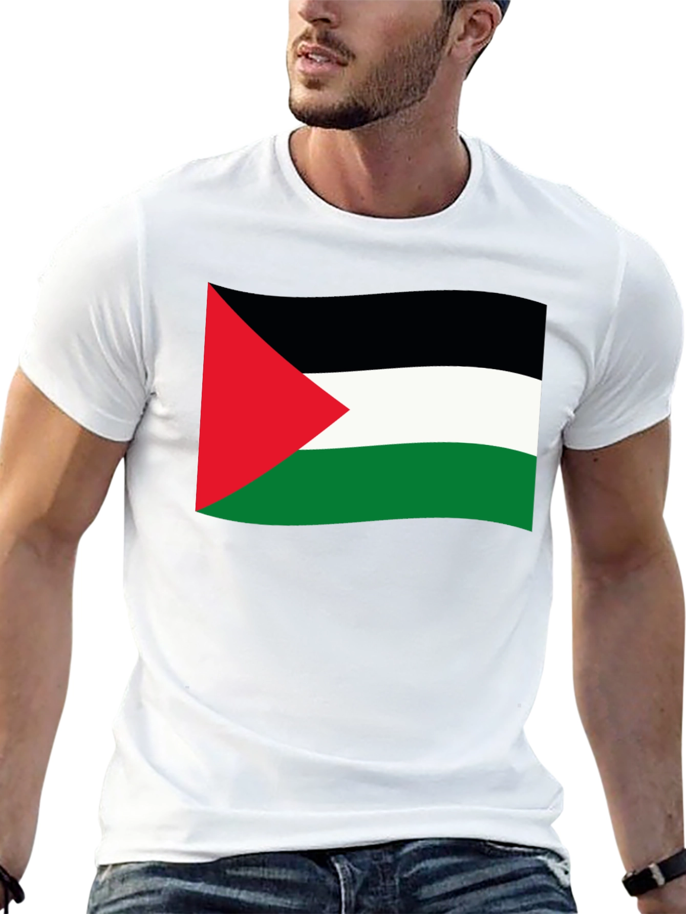 Palestine Flag T-Shirt - Black Casual Tee