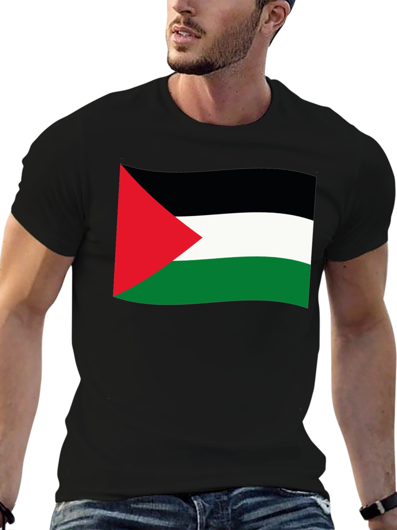 Palestine Flag T-Shirt - Black Casual Tee