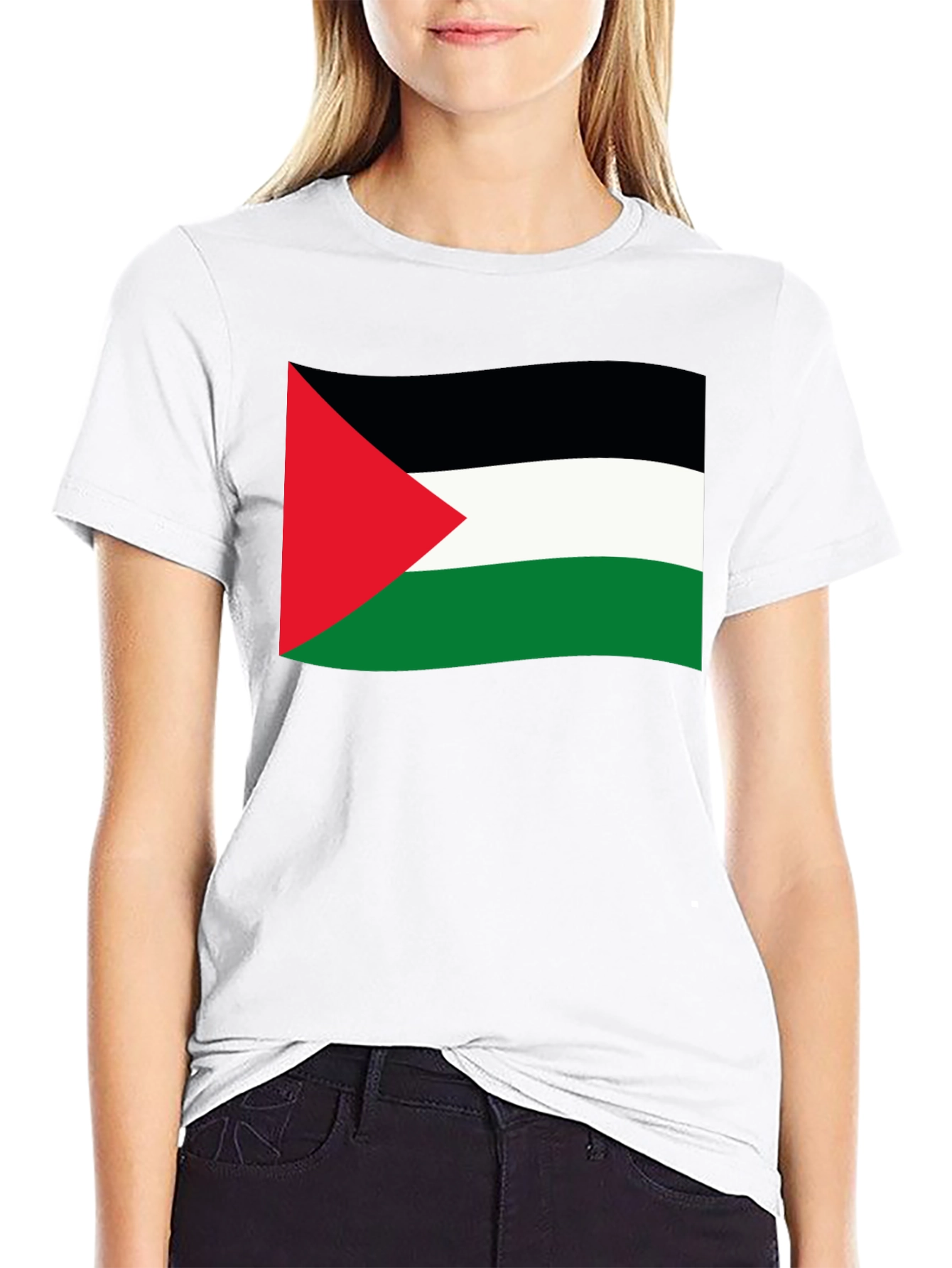 Palestine Flag T-Shirt - Black Casual Tee