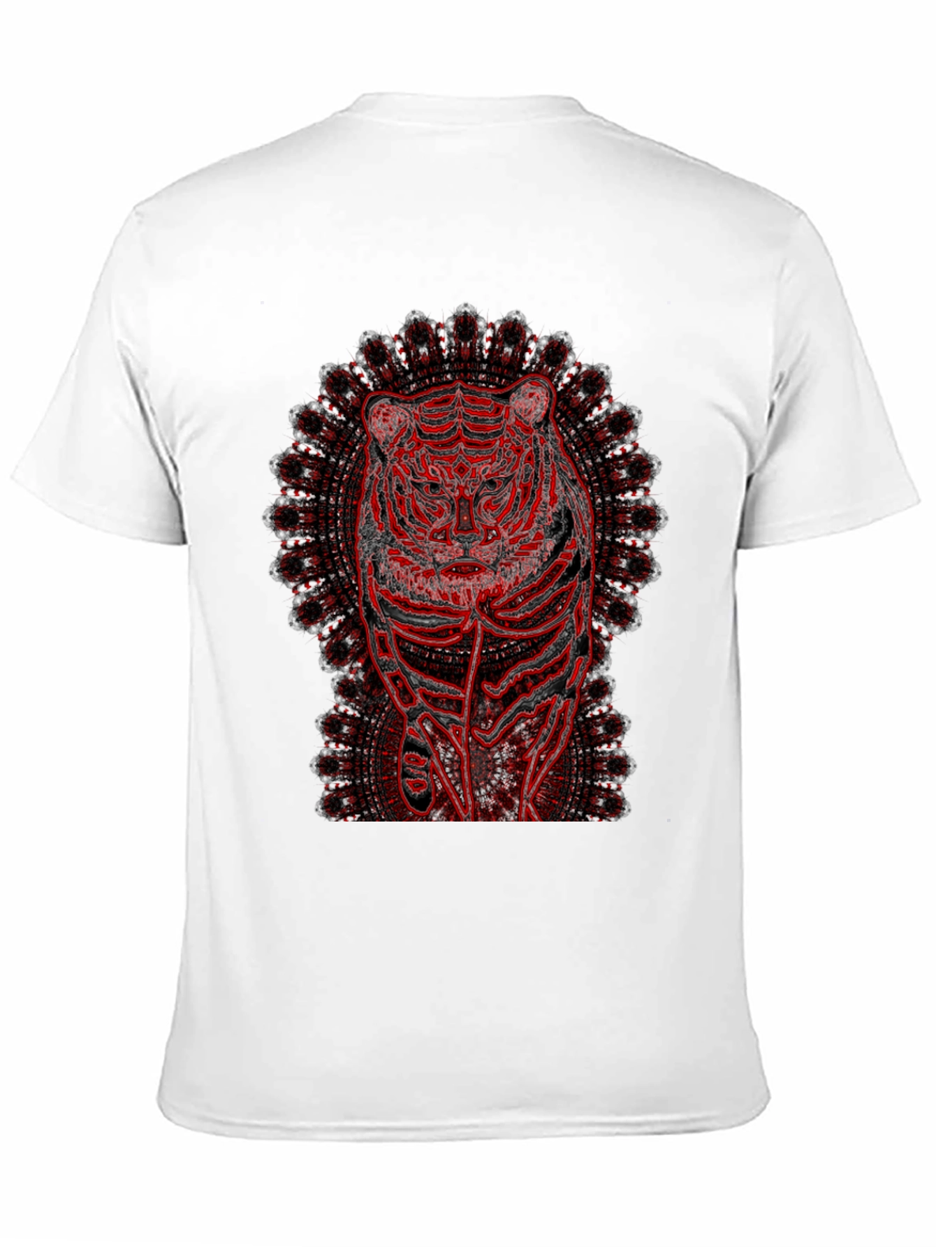 Red Tiger Mandala Graphic Black T-Shirt
