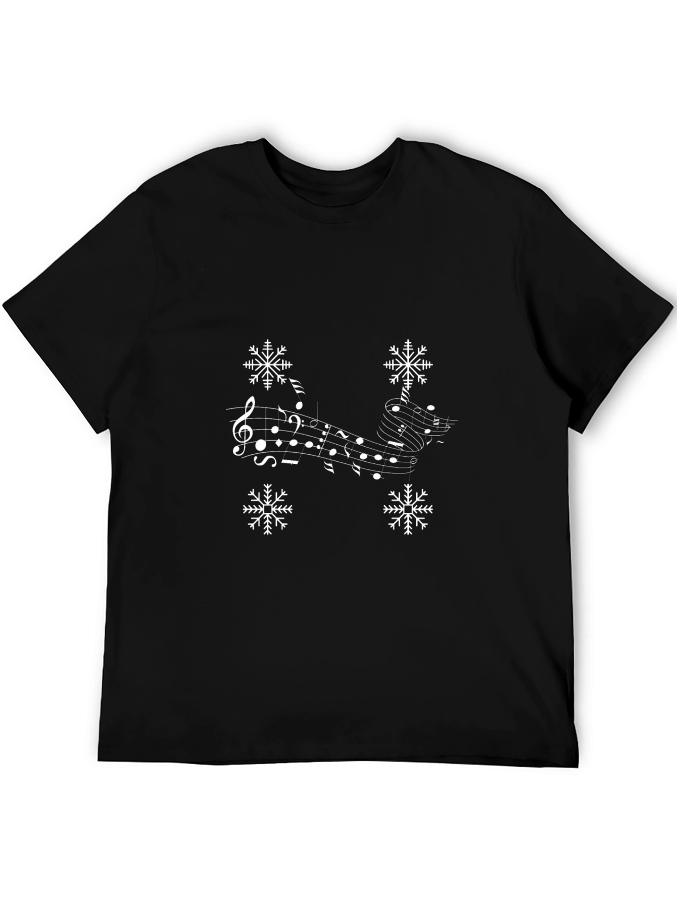 Musical Snowflake Graphic Tee - Black Cotton Blend