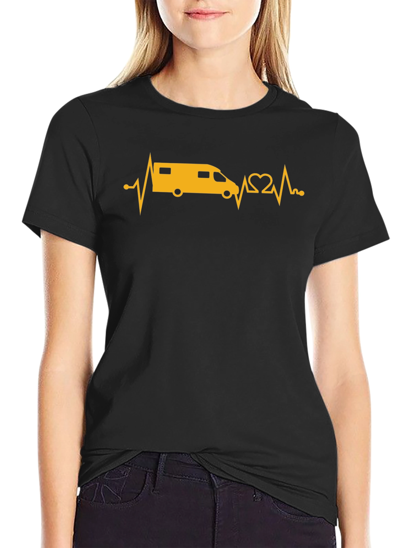 Camper Van Heartbeat Graphic T-Shirt