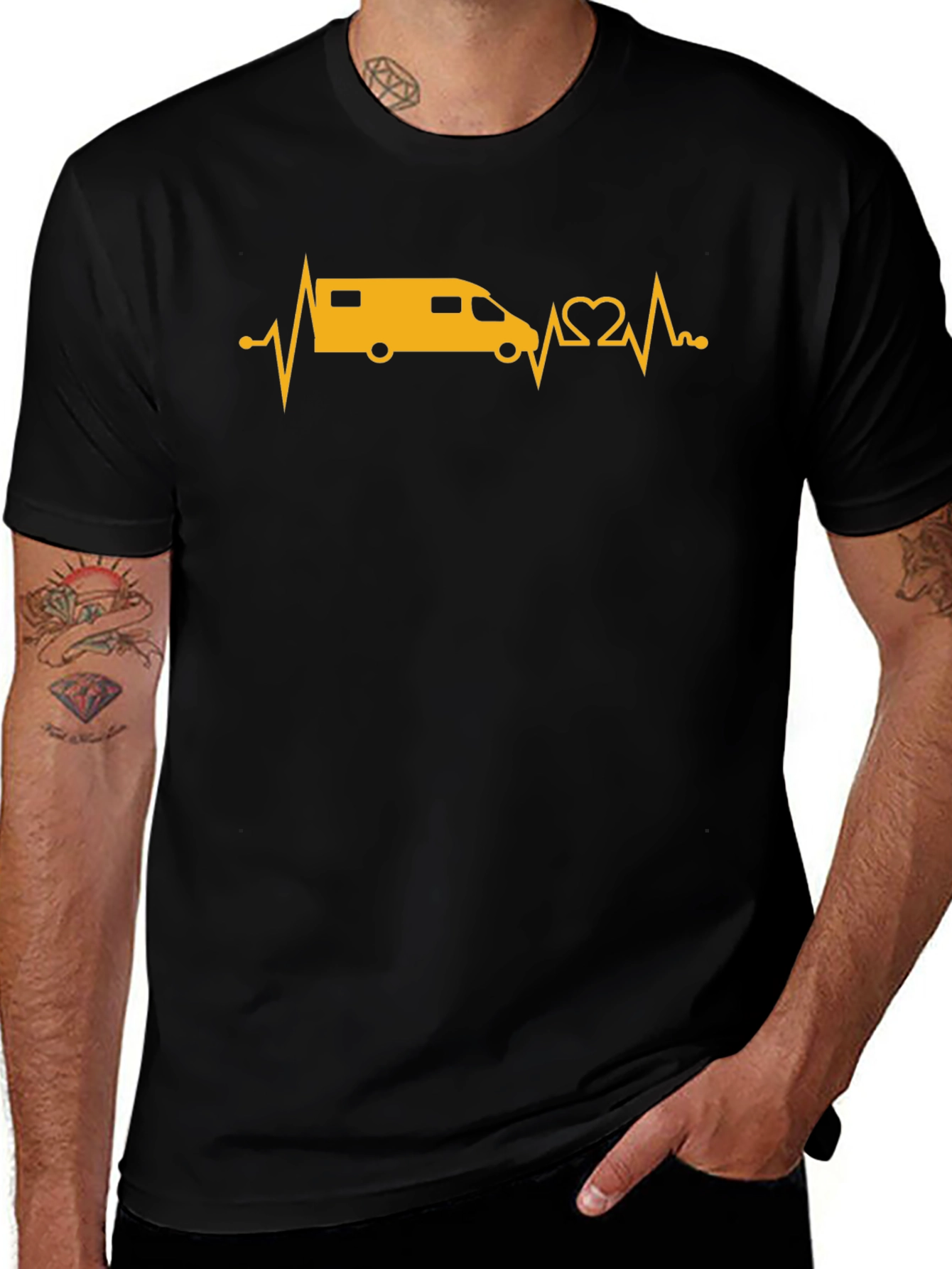 Camper Van Heartbeat Graphic T-Shirt