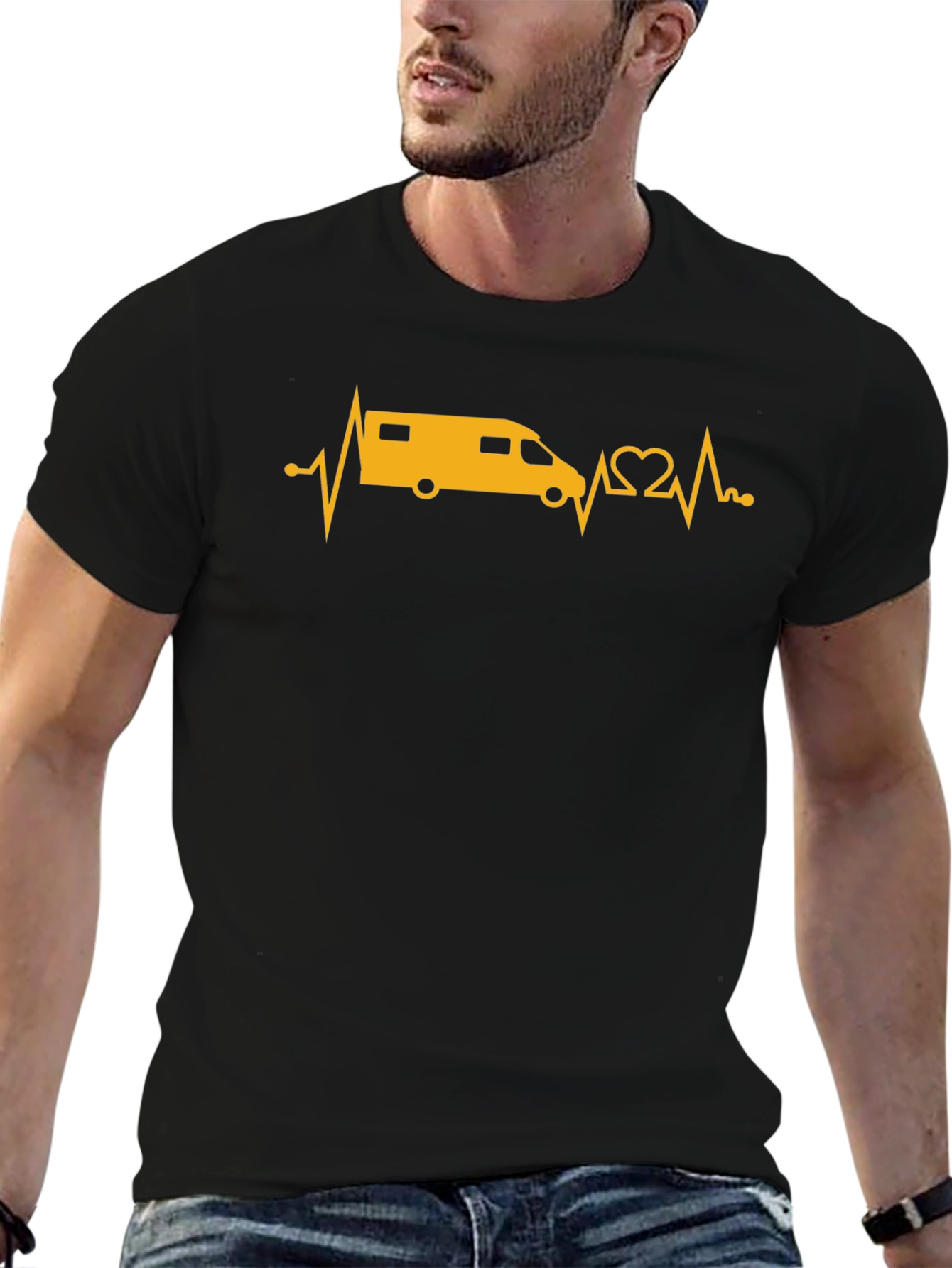 Camper Van Heartbeat Graphic T-Shirt