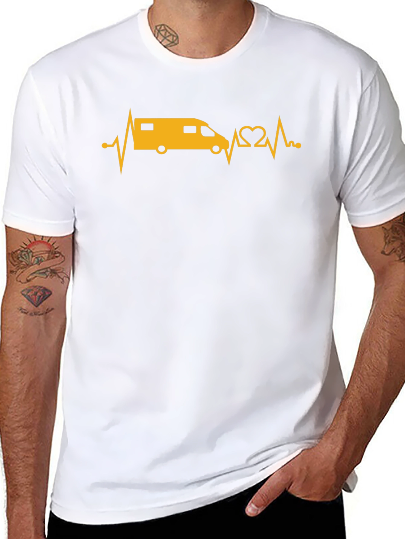 Camper Van Heartbeat Graphic T-Shirt