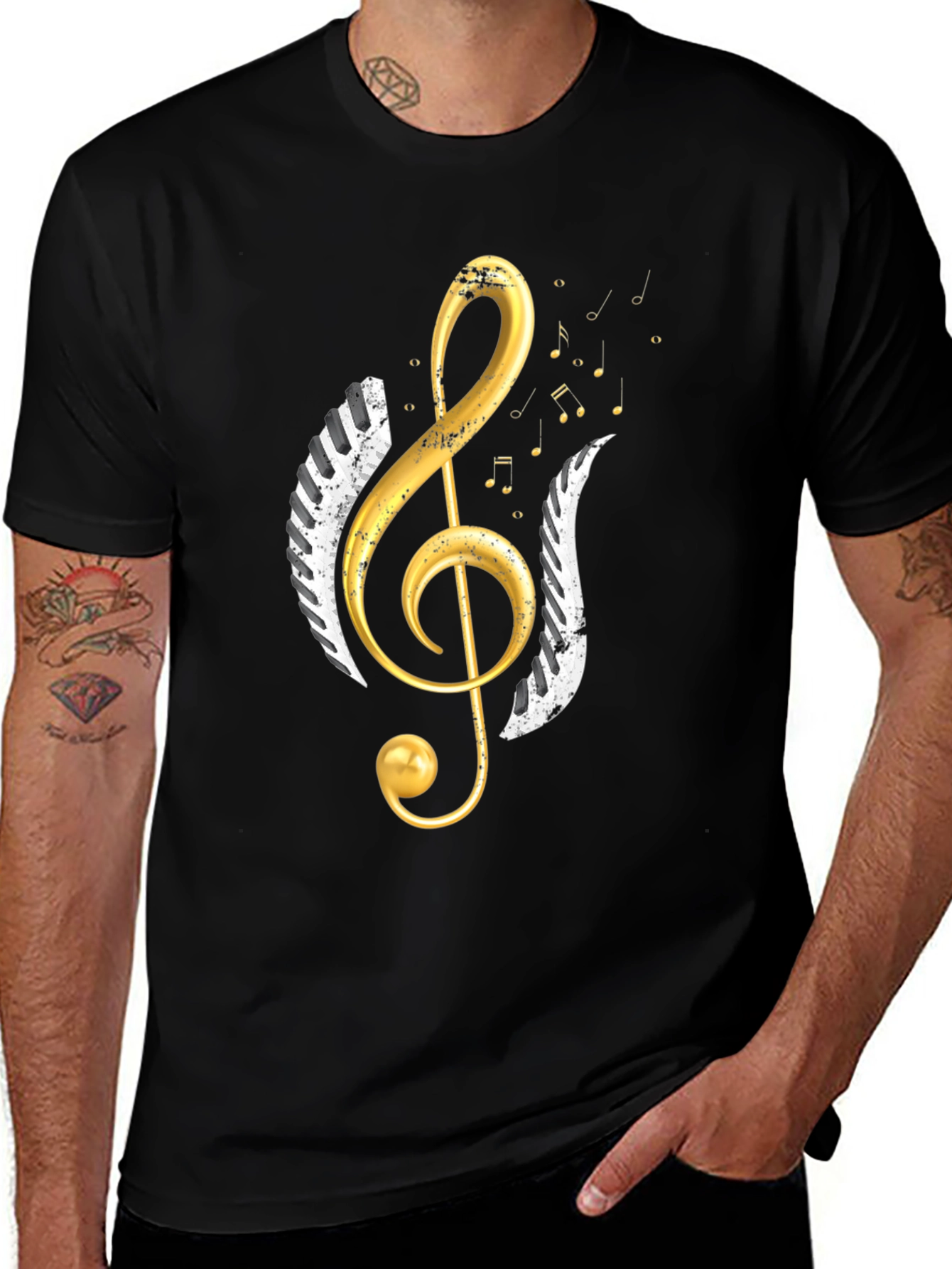 Musical Treble Clef Graphic Tee - Black