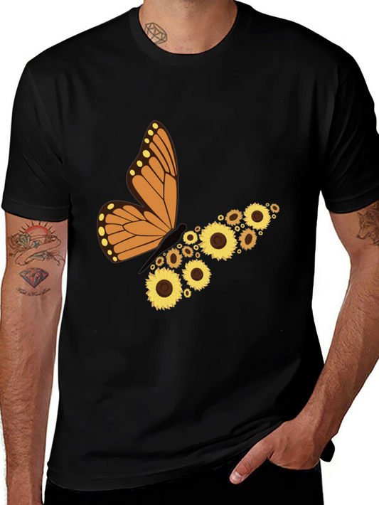 Sunflower Butterfly Graphic T-Shirt