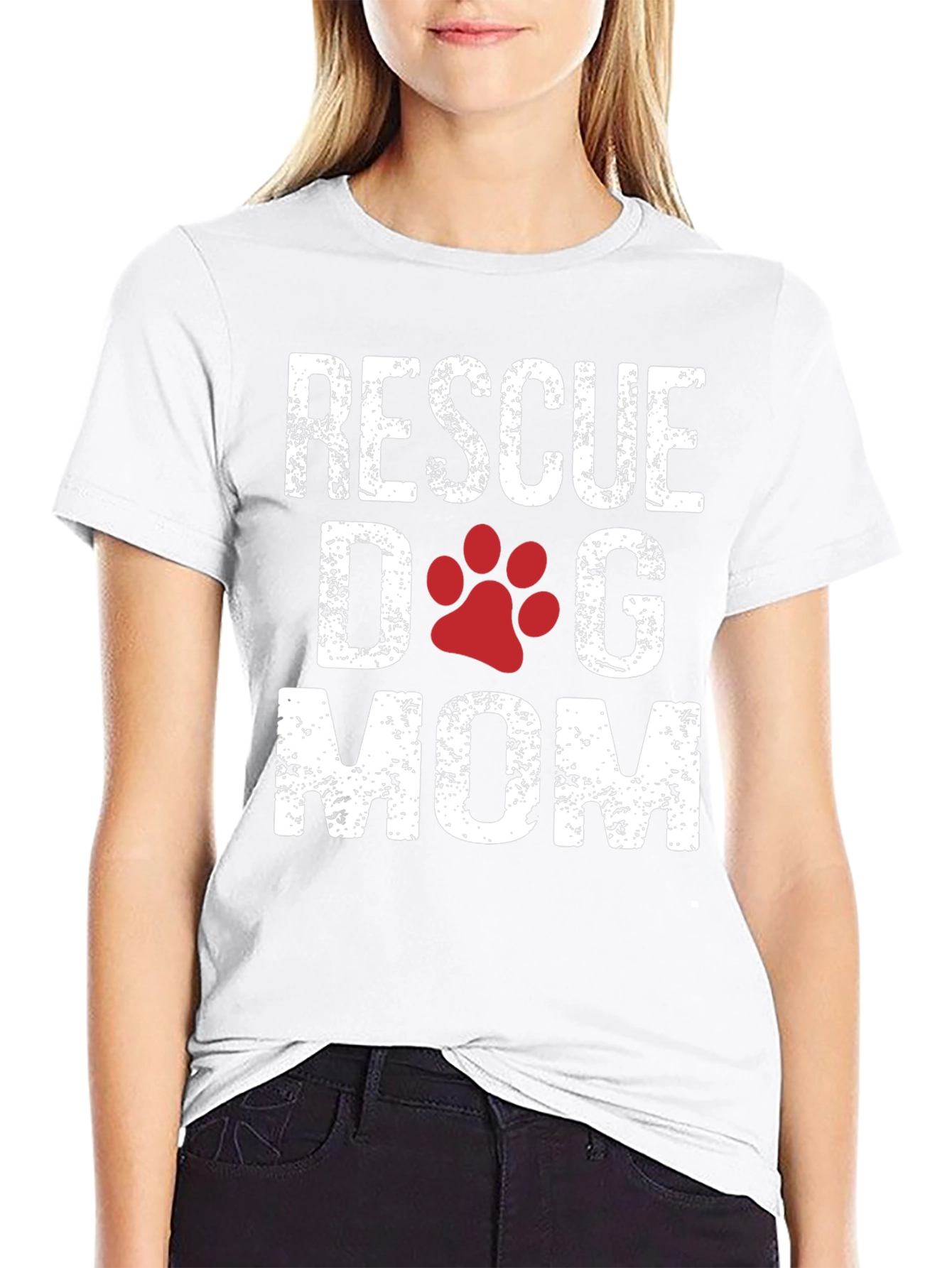 Rescue Dog Mom T-Shirt - Cute Paw Print Design