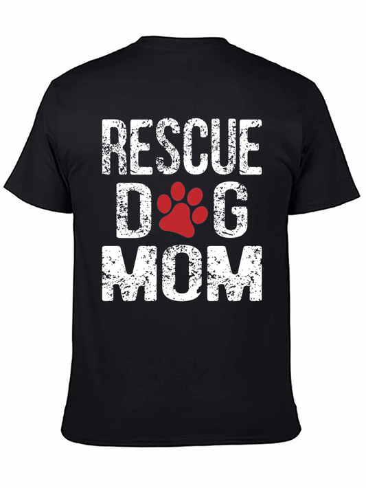Rescue Dog Mom T-Shirt - Cute Paw Print Design