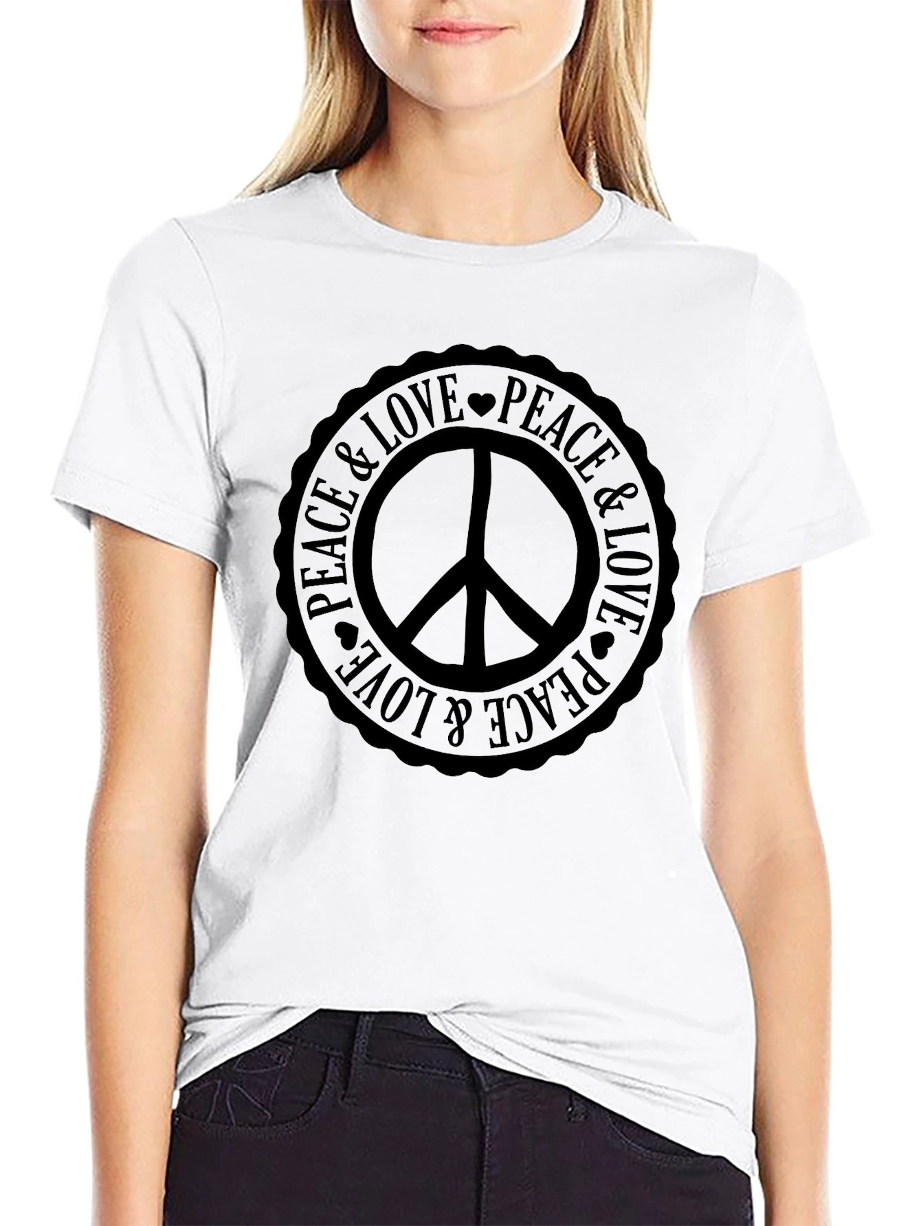 Peace & Love Graphic Tee - Classic Black T-Shirt