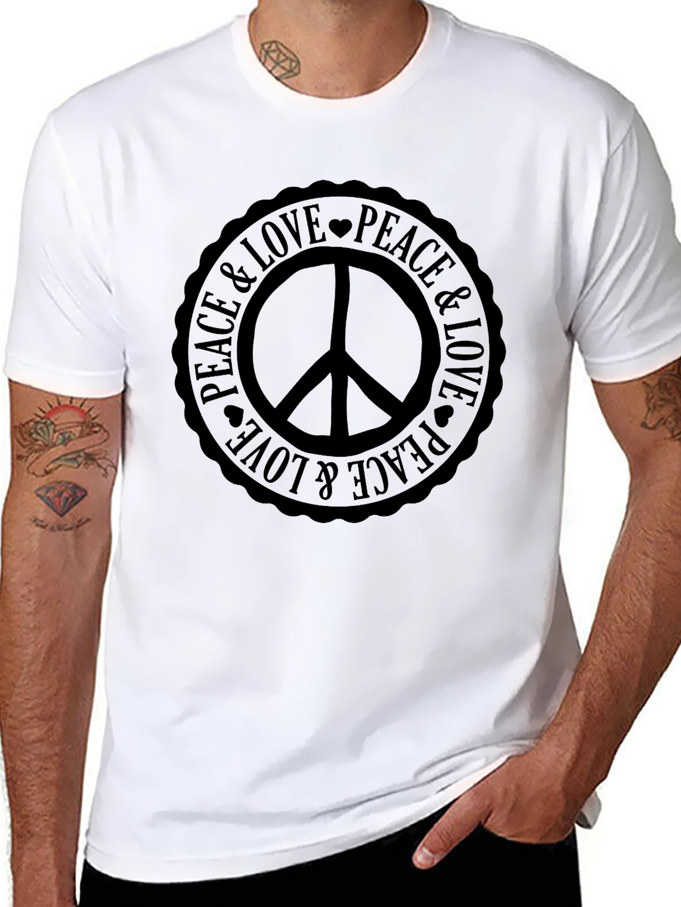 Peace & Love Graphic Tee - Classic Black T-Shirt