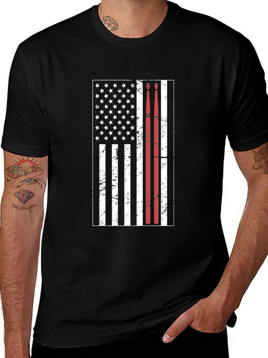 Drummer Flag Tee - USA Pride Rock N Roll