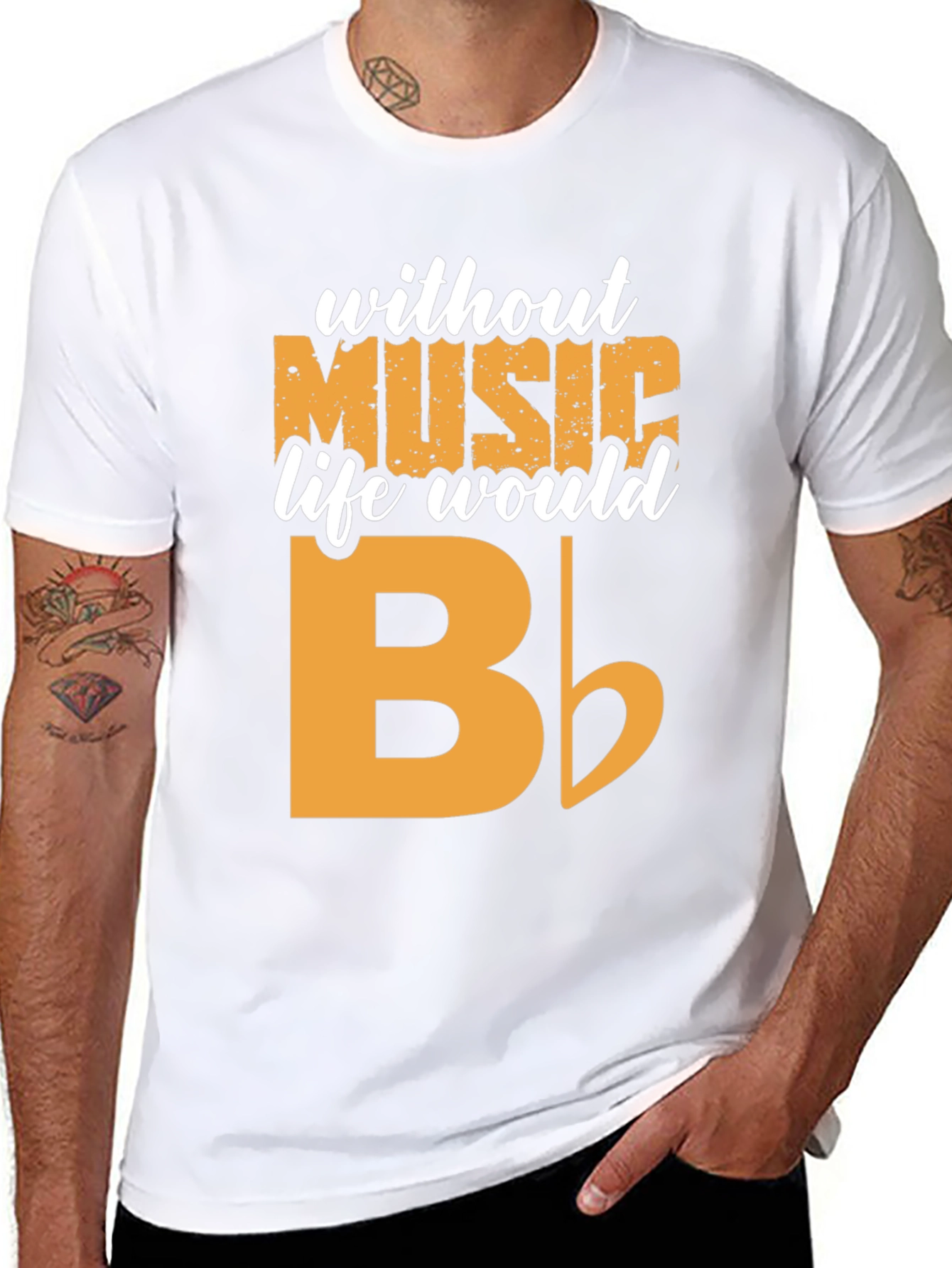 Music T-Shirt - Without Music Life Would B Flat