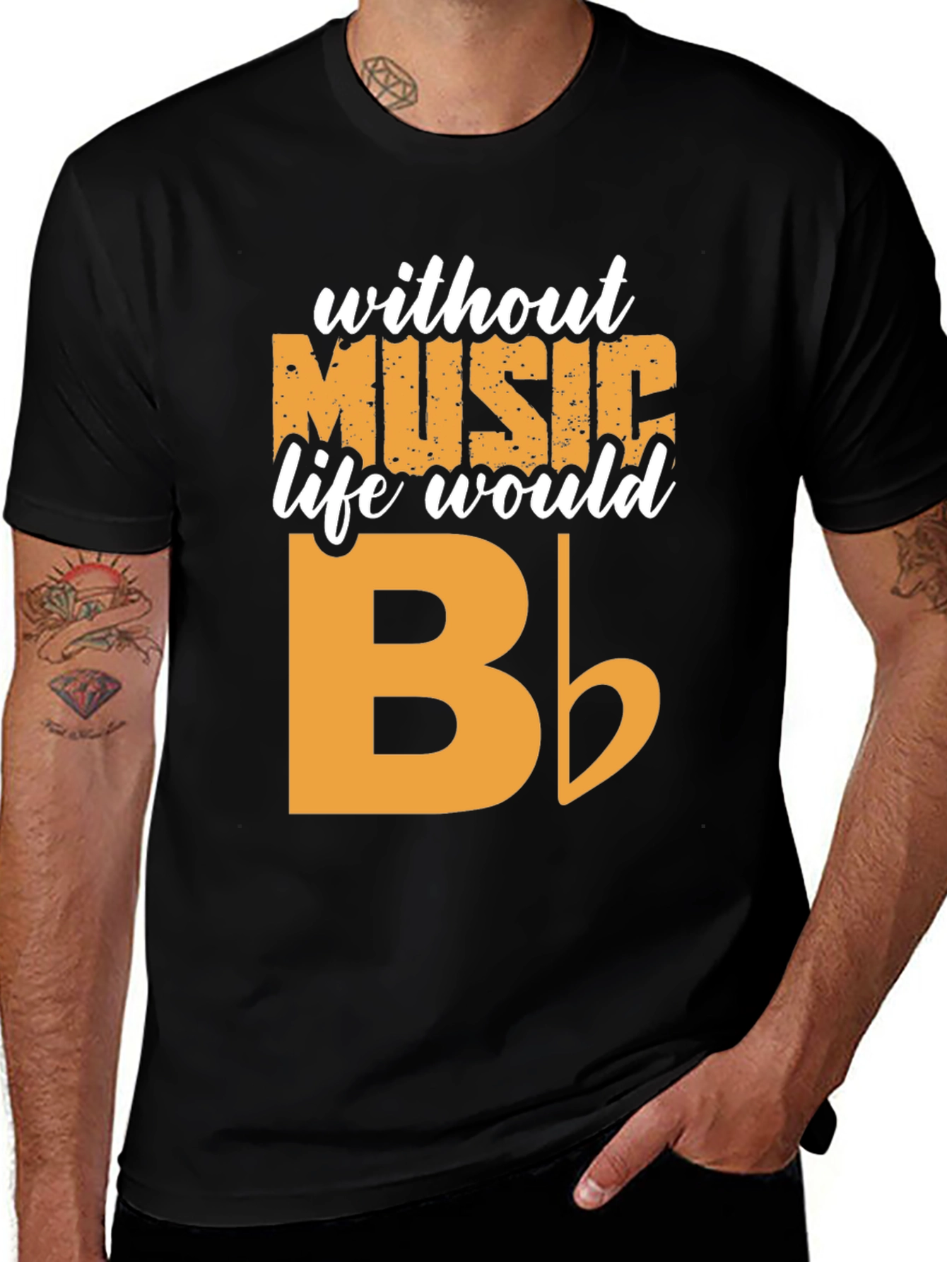 Music T-Shirt - Without Music Life Would B Flat