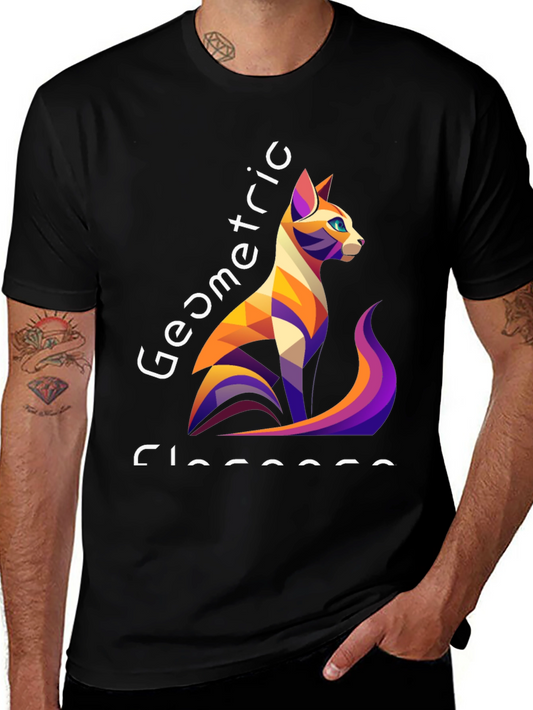 Geometric Cat T-Shirt - Unique Style