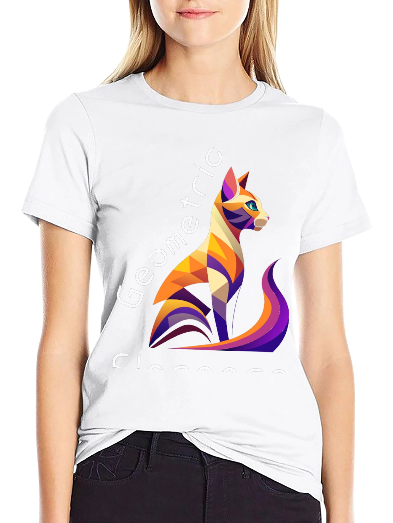 Geometric Cat T-Shirt - Unique Style
