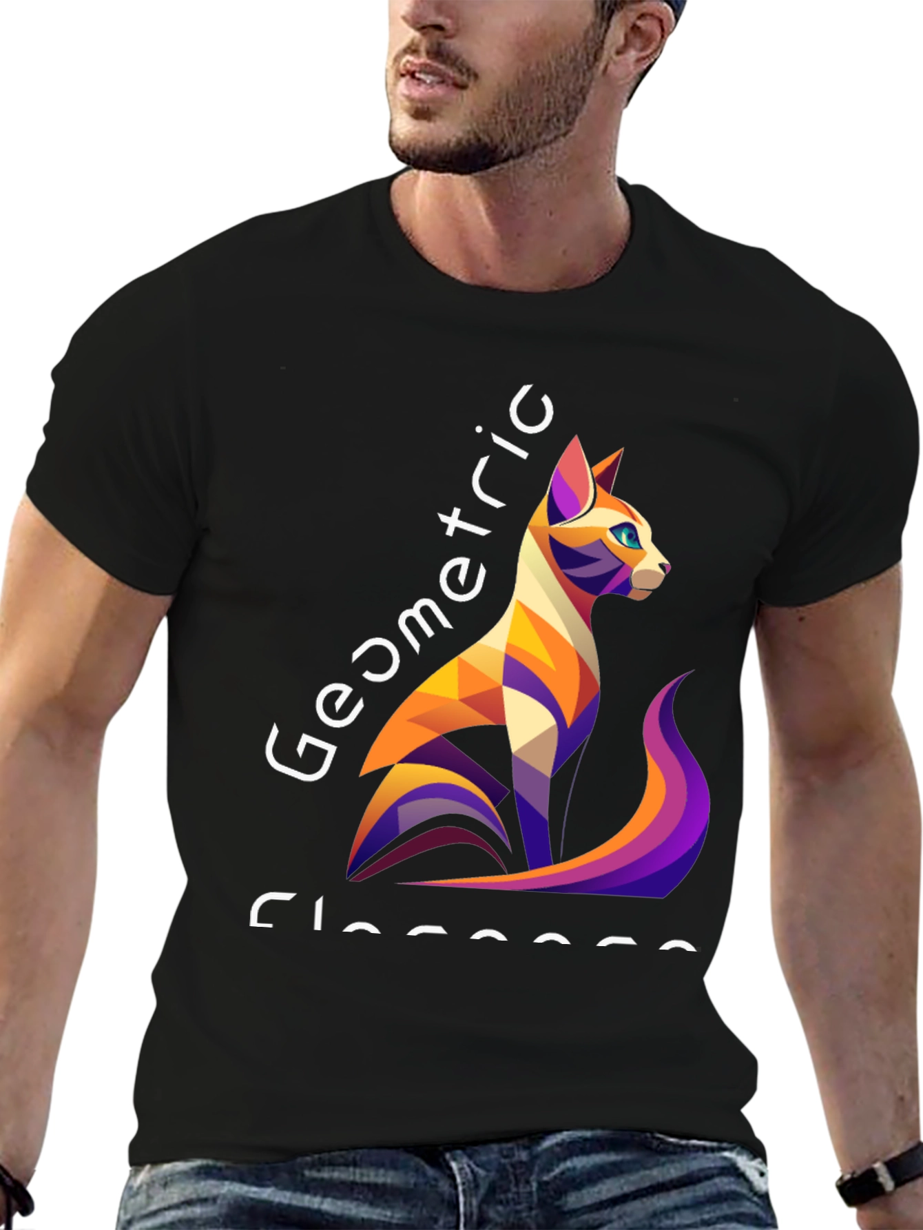 Geometric Cat T-Shirt - Unique Style