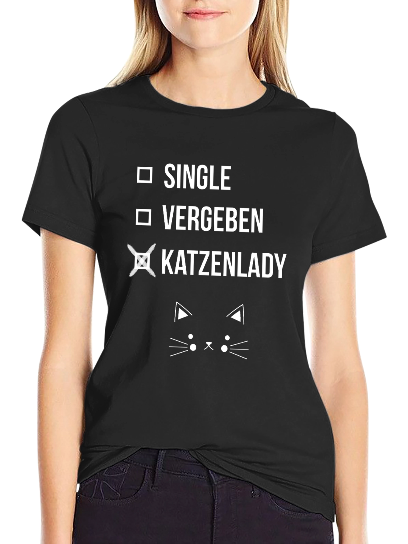 Funny Cat Lady T-Shirt - Single Vergeben Katzenlady