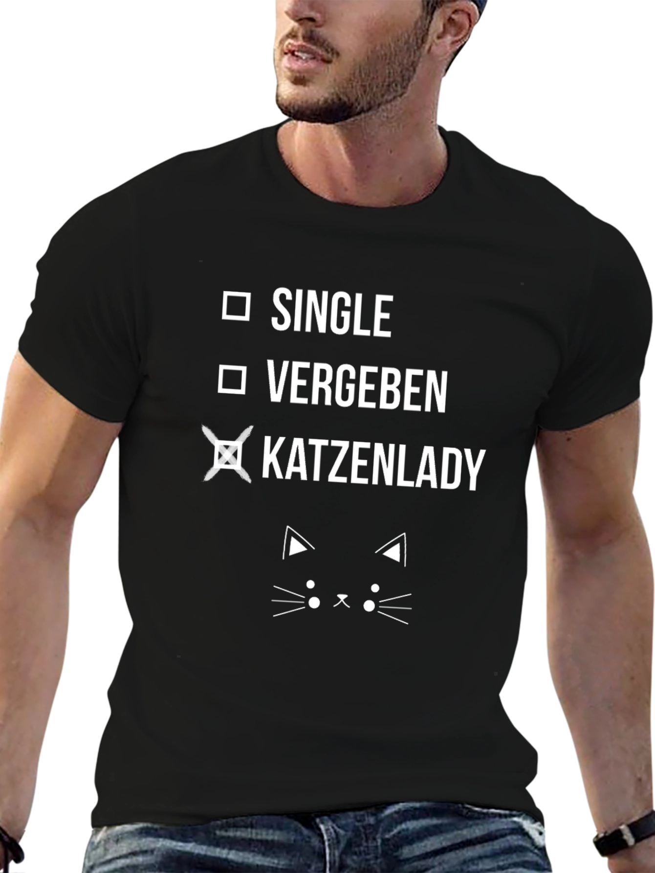 Funny Cat Lady T-Shirt - Single Vergeben Katzenlady