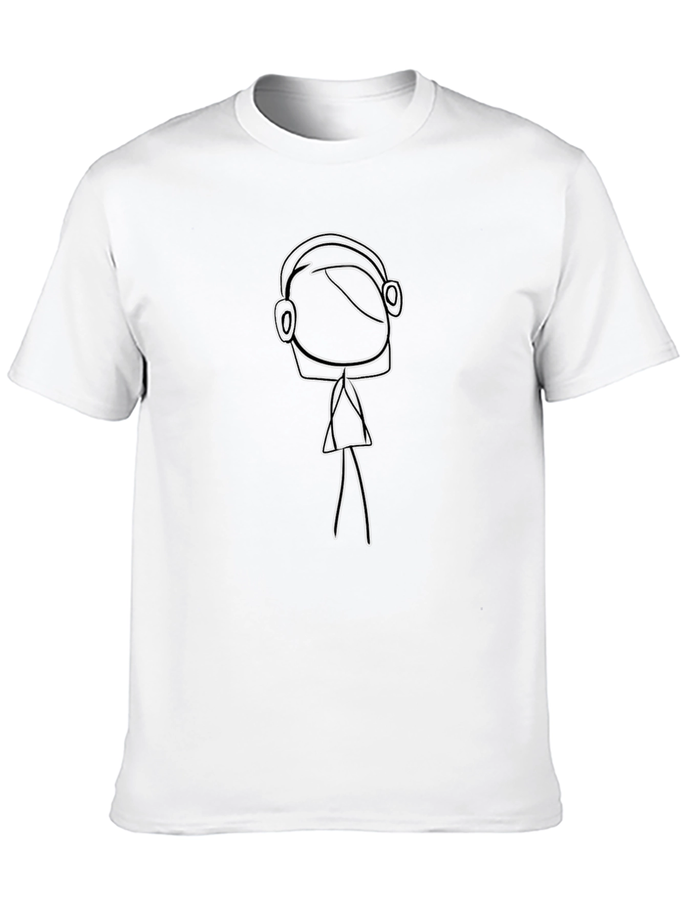 Abstract Line Art Graphic Tee - Black Cotton