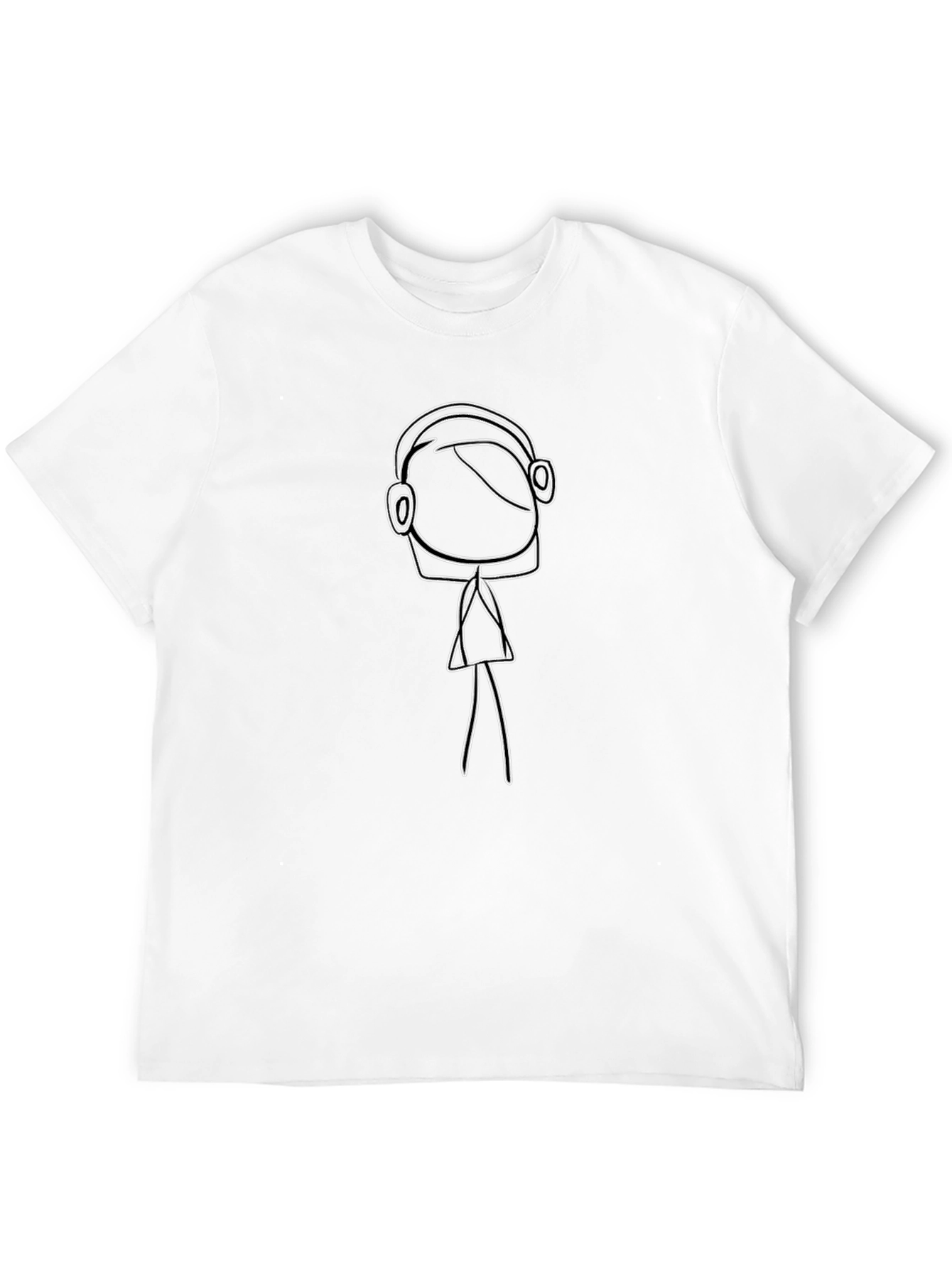 Abstract Line Art Graphic Tee - Black Cotton