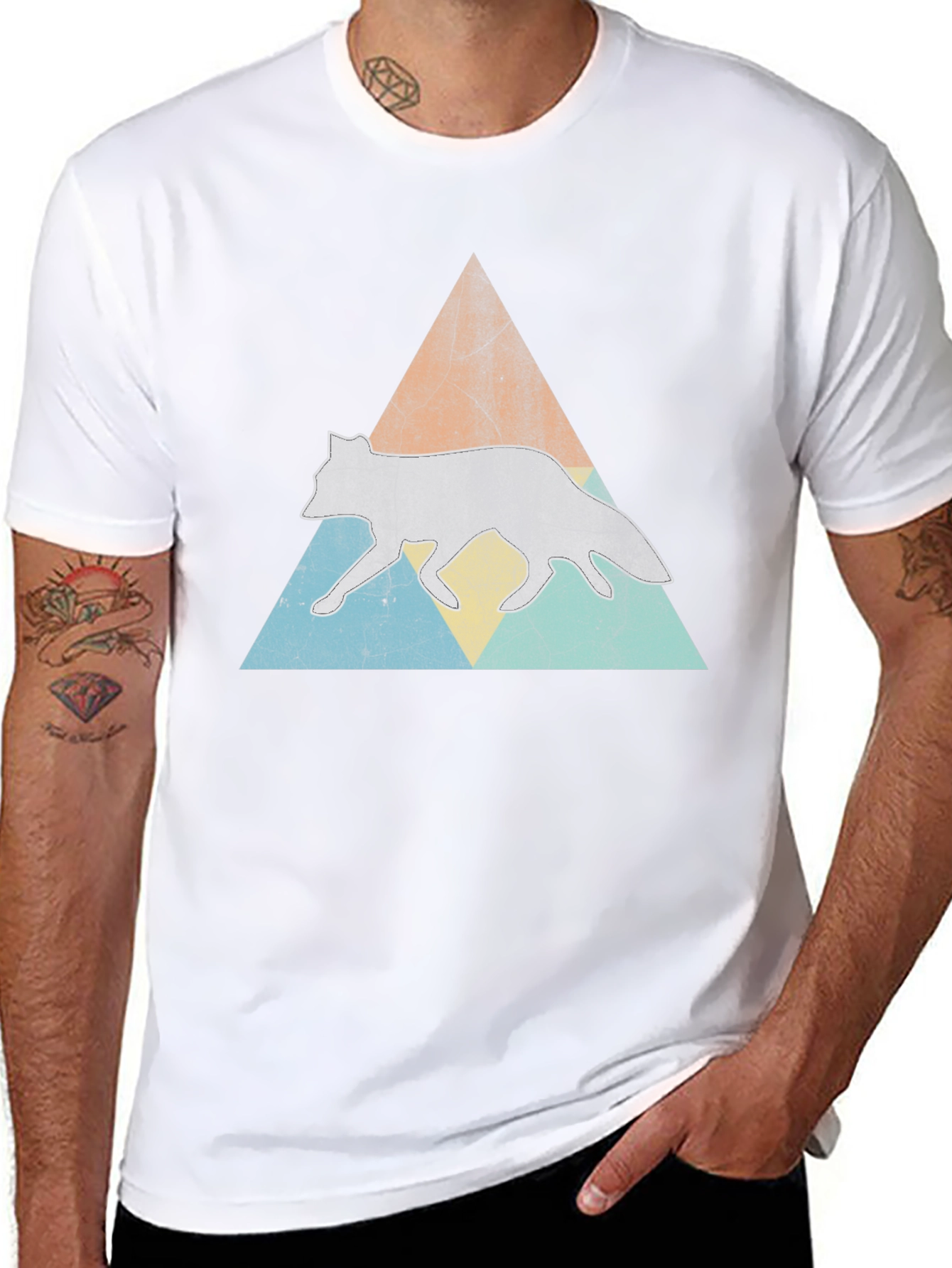 Retro Wolf Triangle Graphic Tee