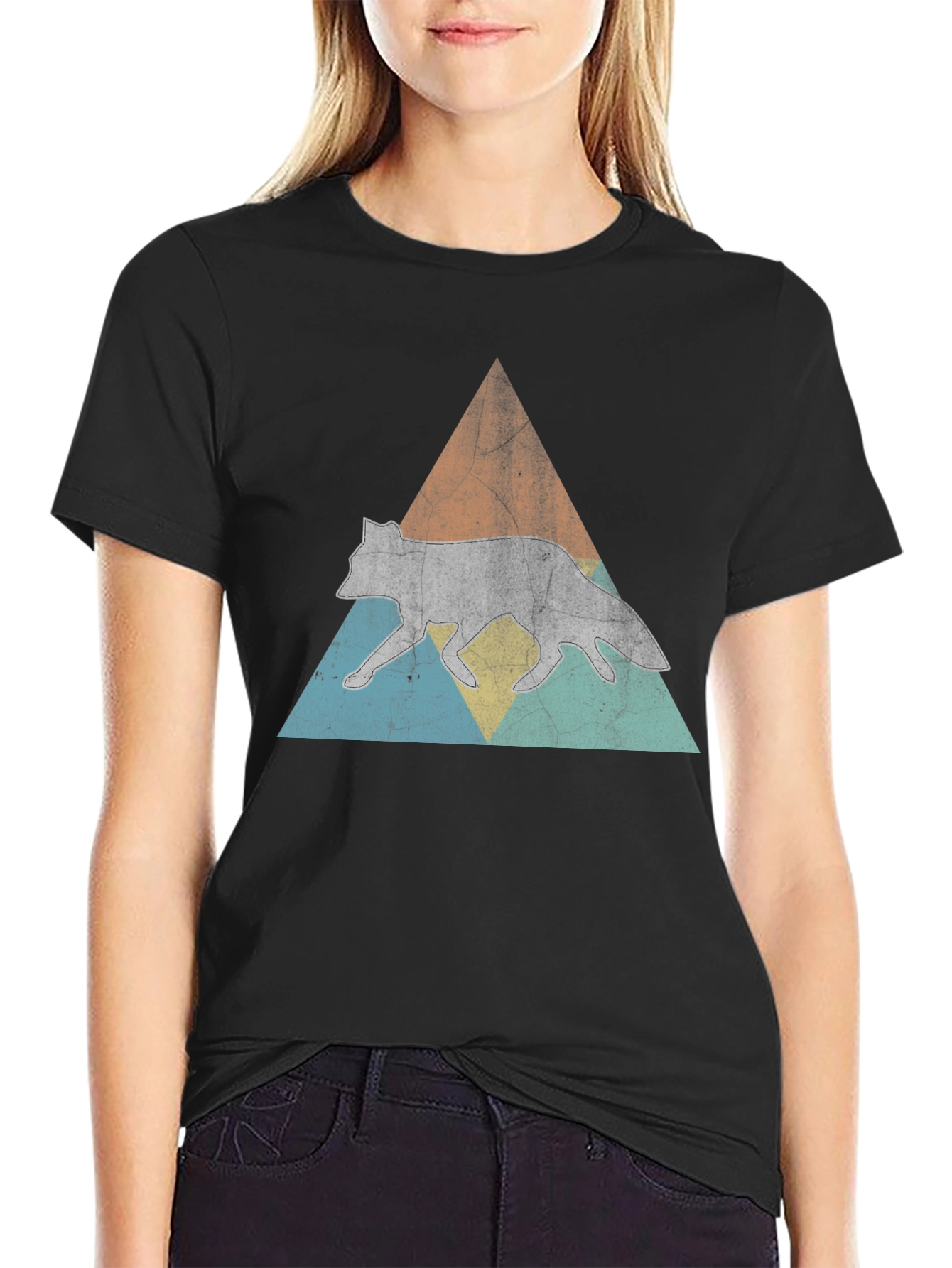 Retro Wolf Triangle Graphic Tee
