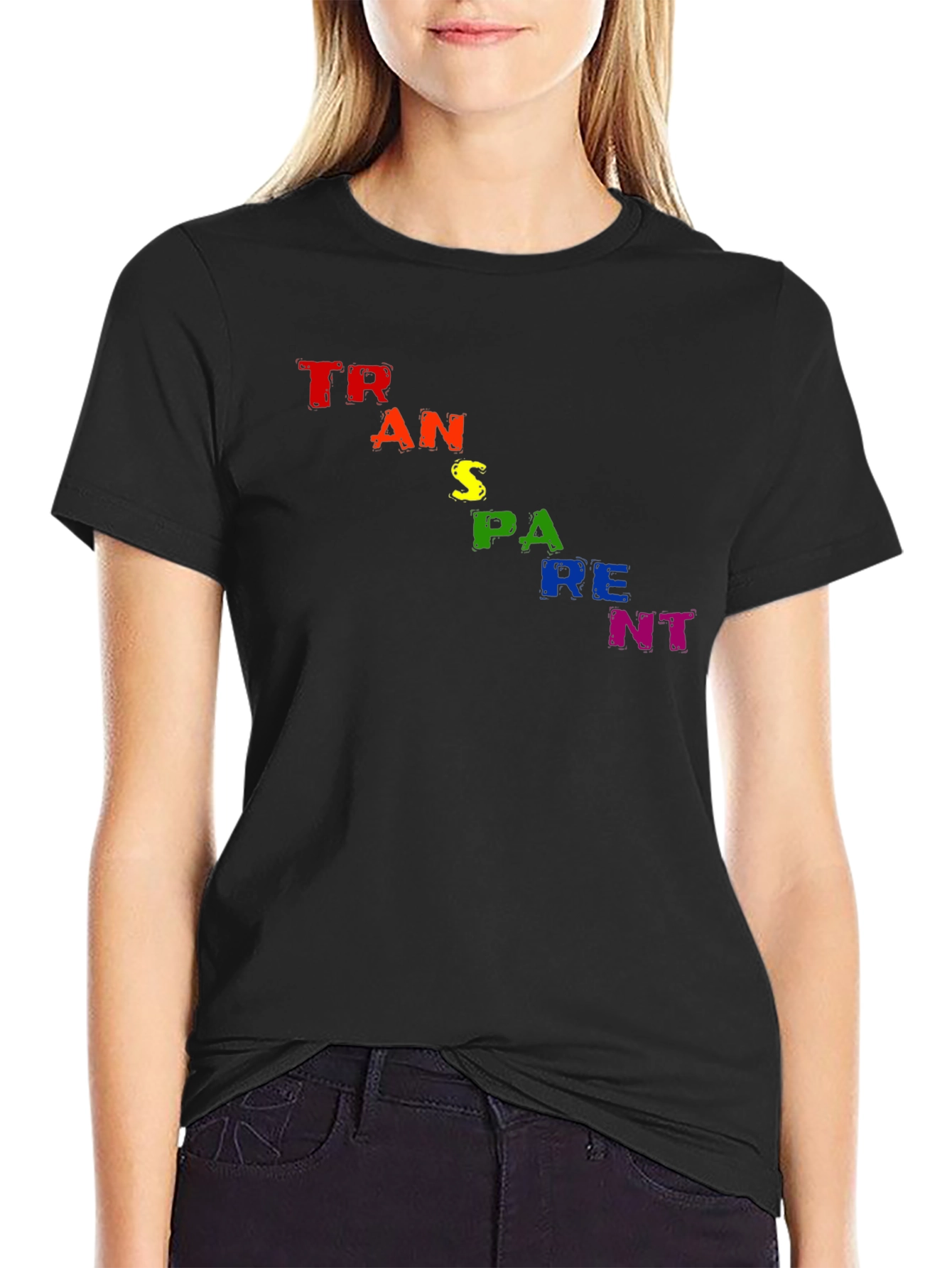 Transparent Pride T-Shirt - Black Cotton Blend LGBT Tee