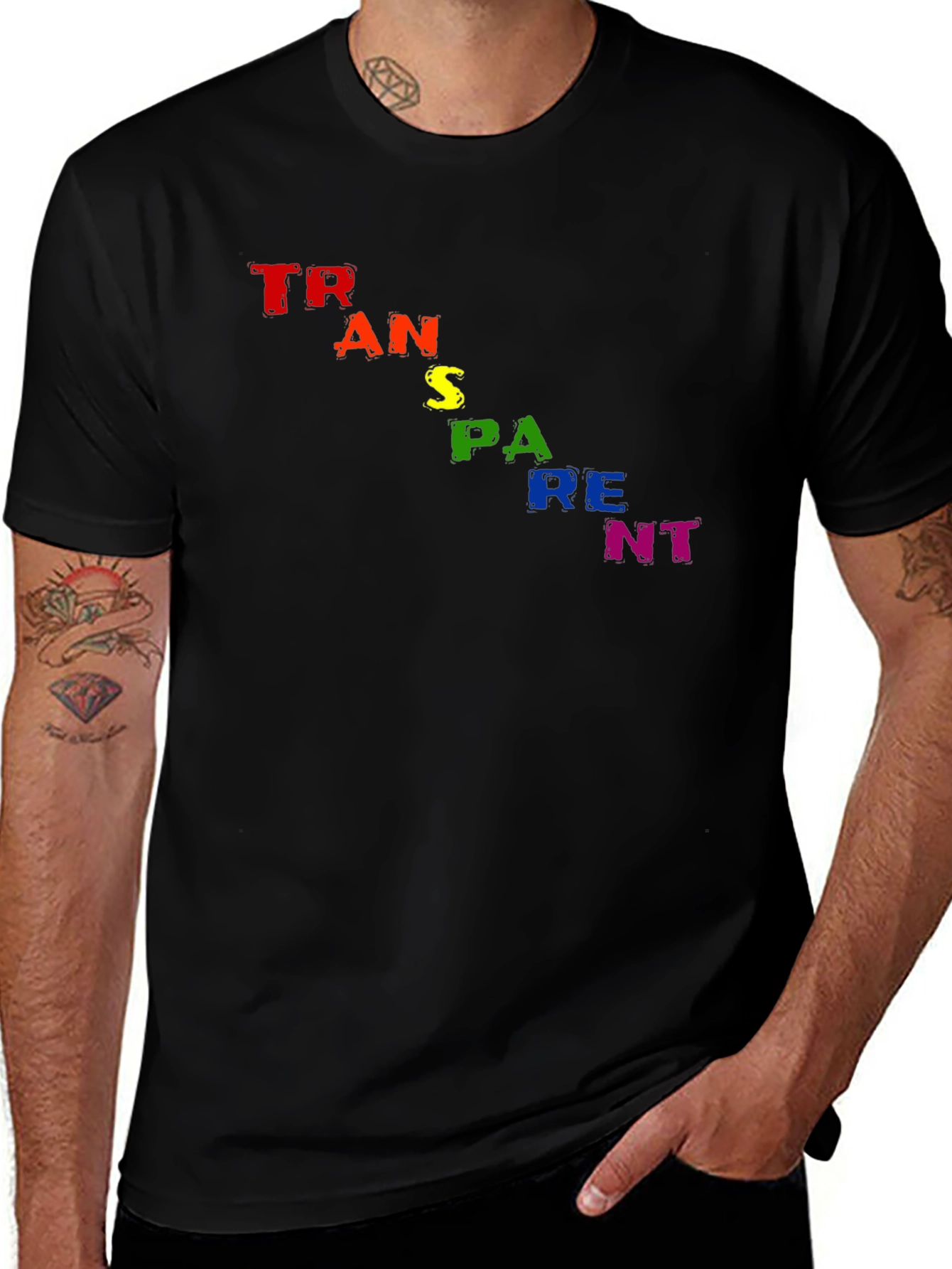 Transparent Pride T-Shirt - Black Cotton Blend LGBT Tee