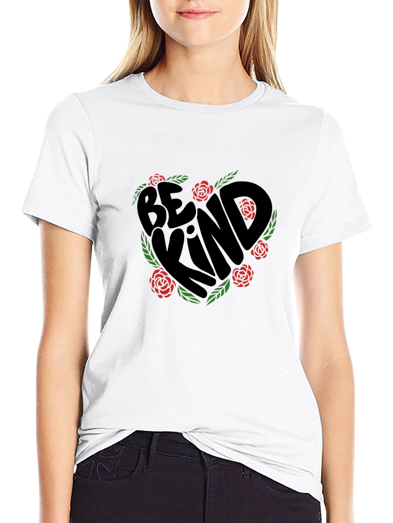 Be Kind T-Shirt - Floral Heart Design
