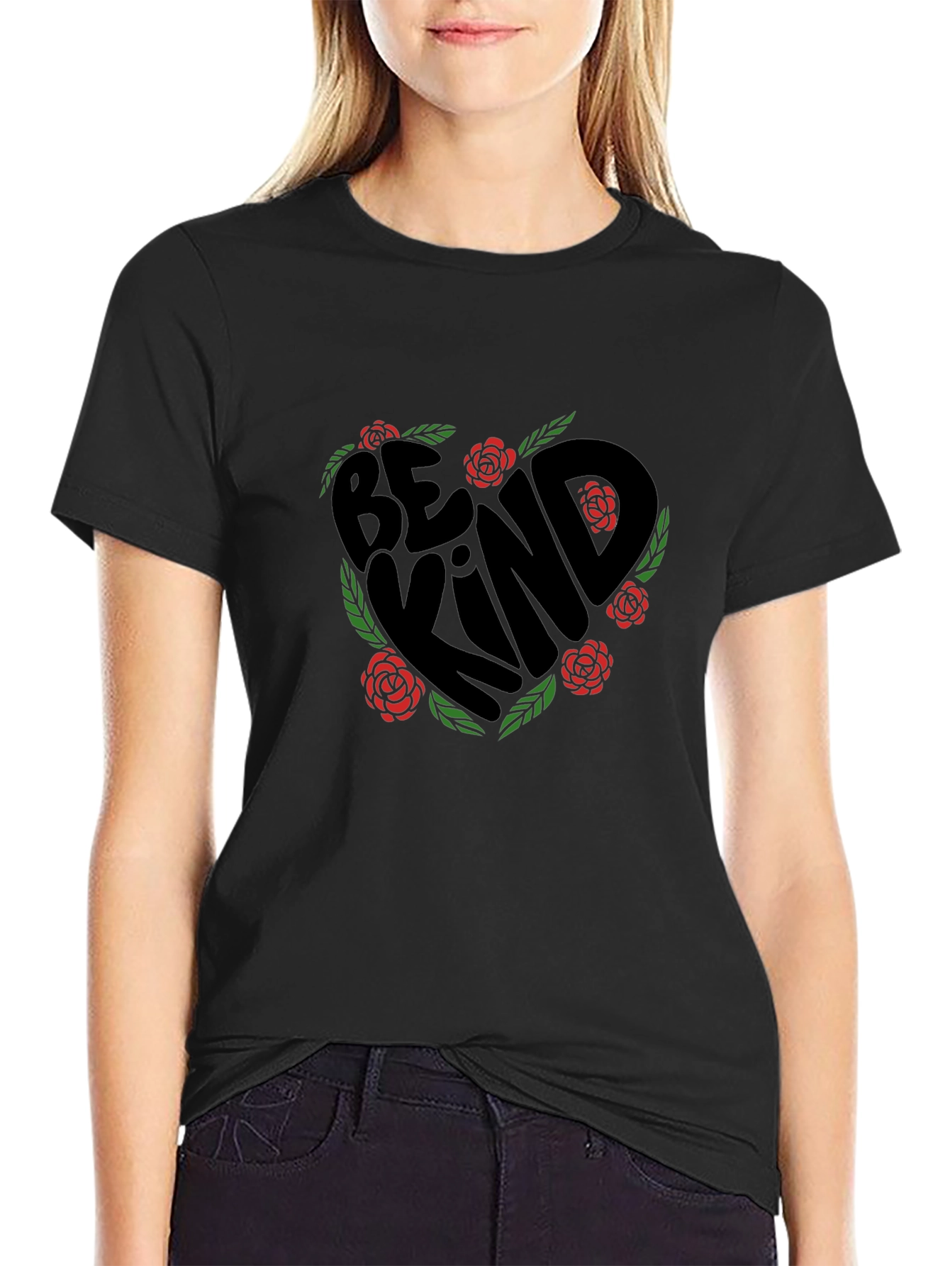 Be Kind T-Shirt - Floral Heart Design