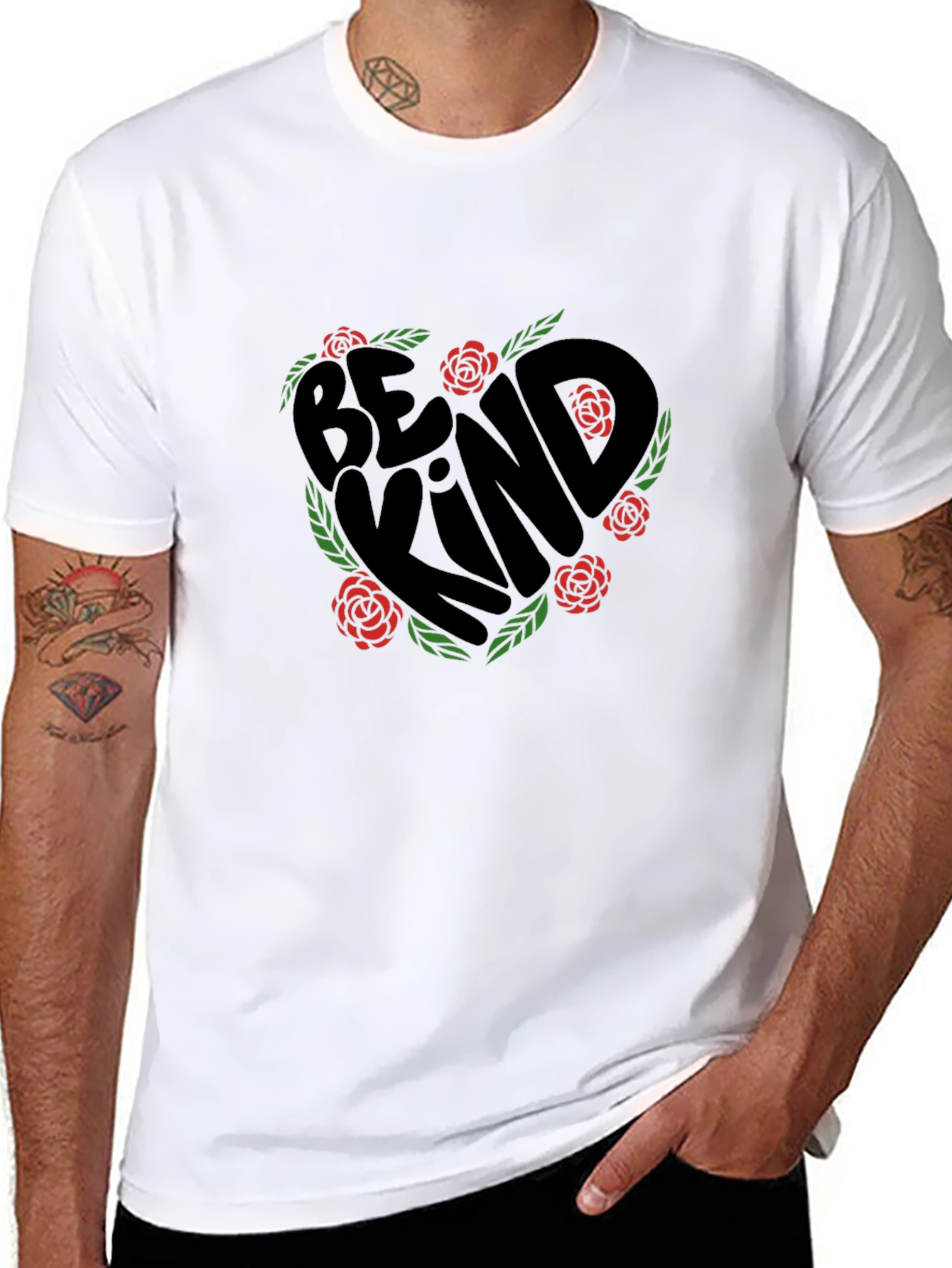 Be Kind T-Shirt - Floral Heart Design