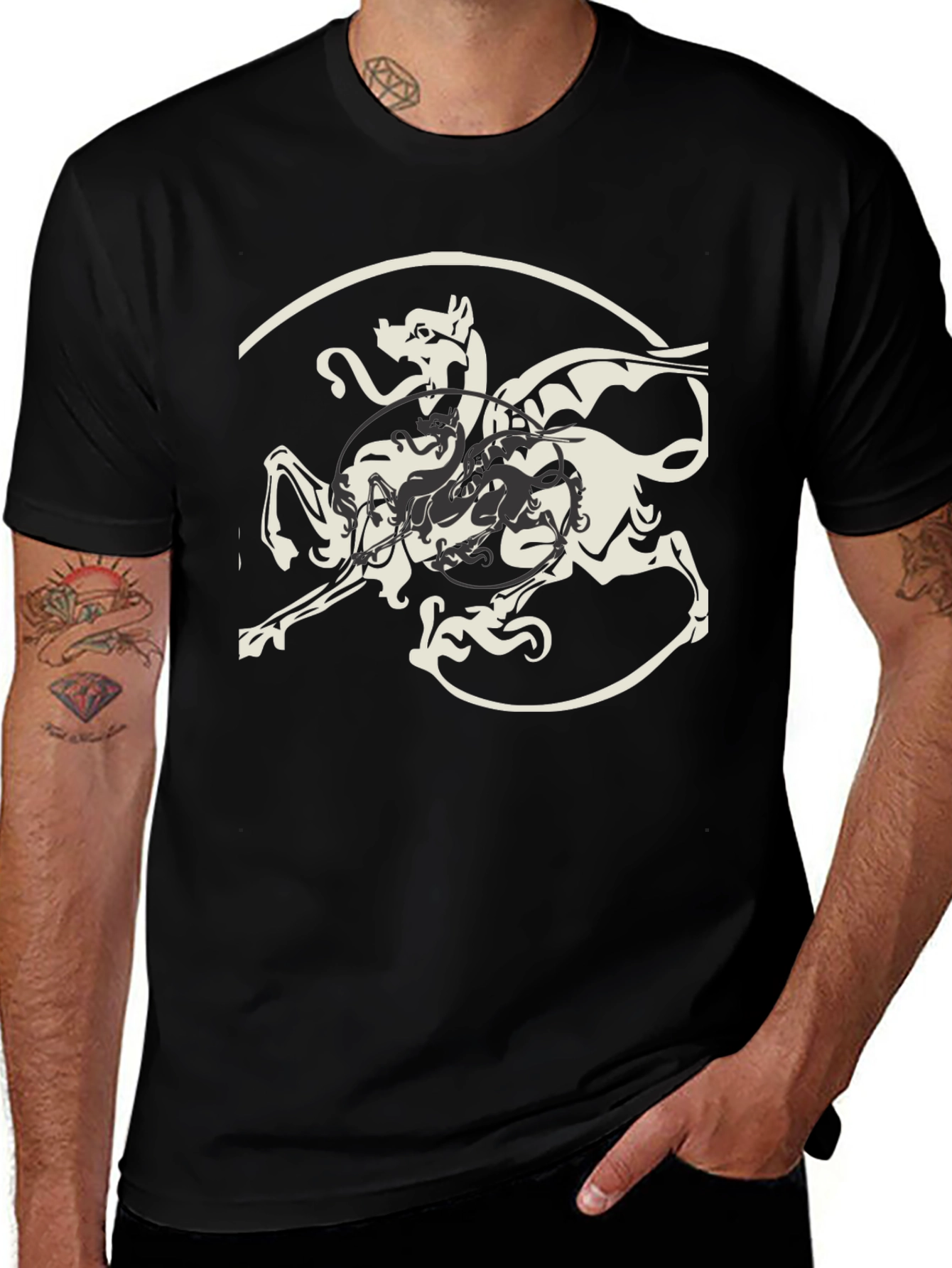 Mythical Creature Graphic Tee - Black