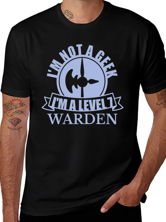 Level 1 Warden Graphic Tee - Novelty Geek Shirt