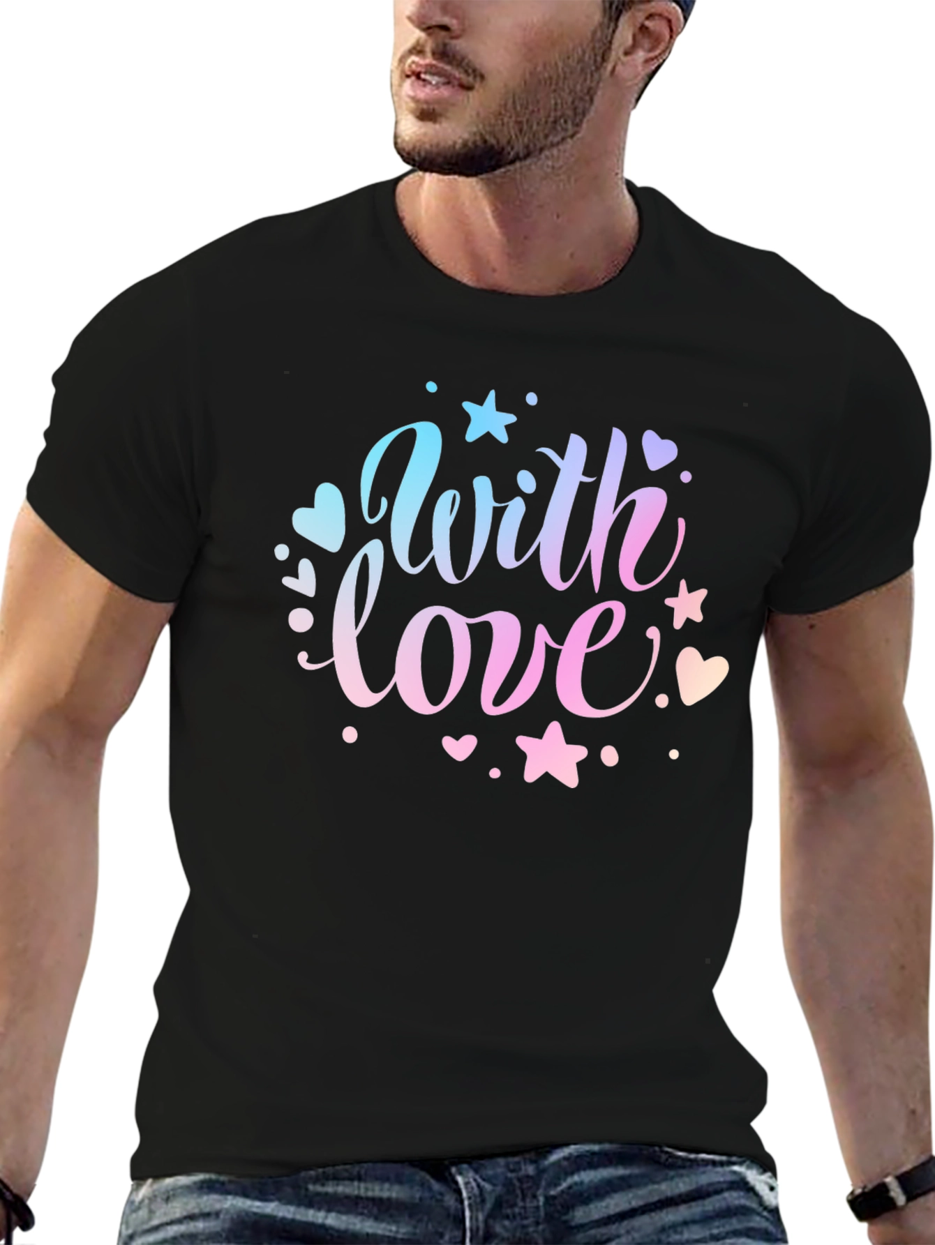 With Love Graphic Print Black T-Shirt
