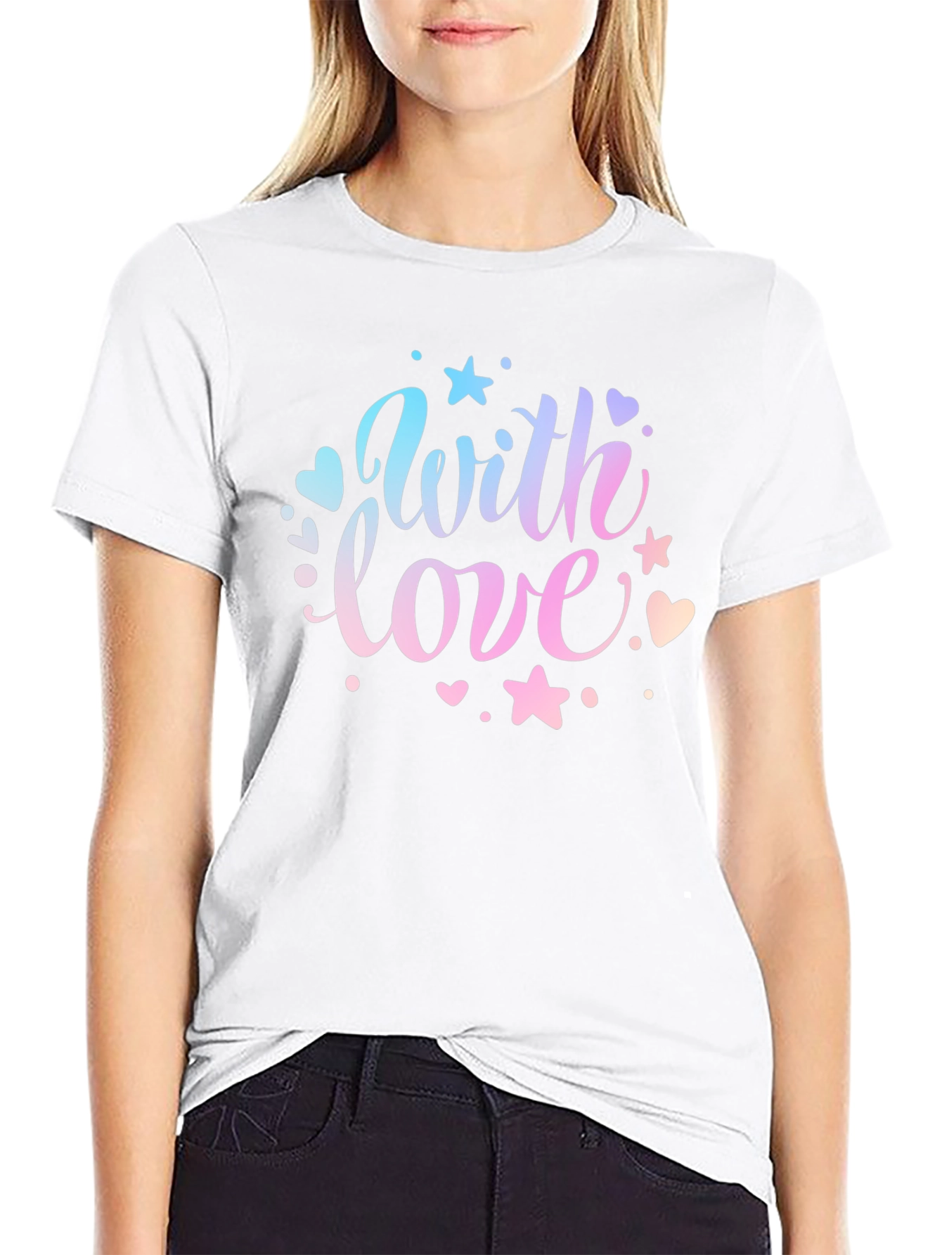With Love Graphic Print Black T-Shirt