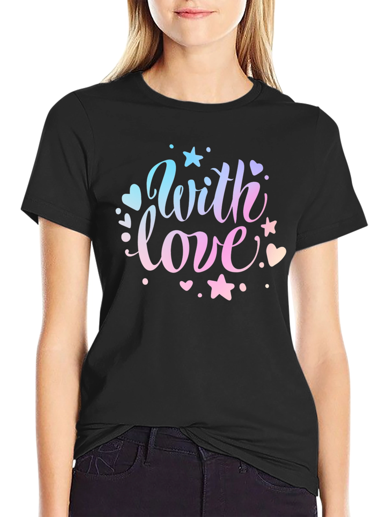With Love Graphic Print Black T-Shirt