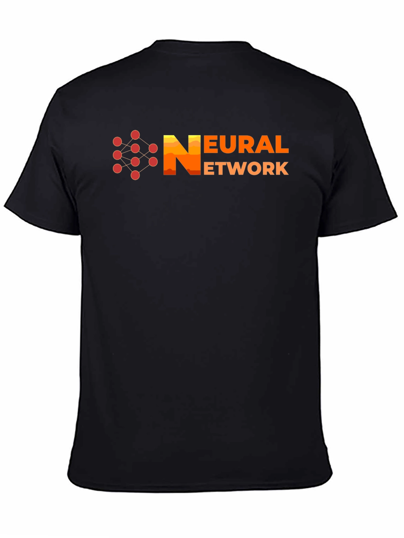 Neural Network Graphic Print Black T-Shirt