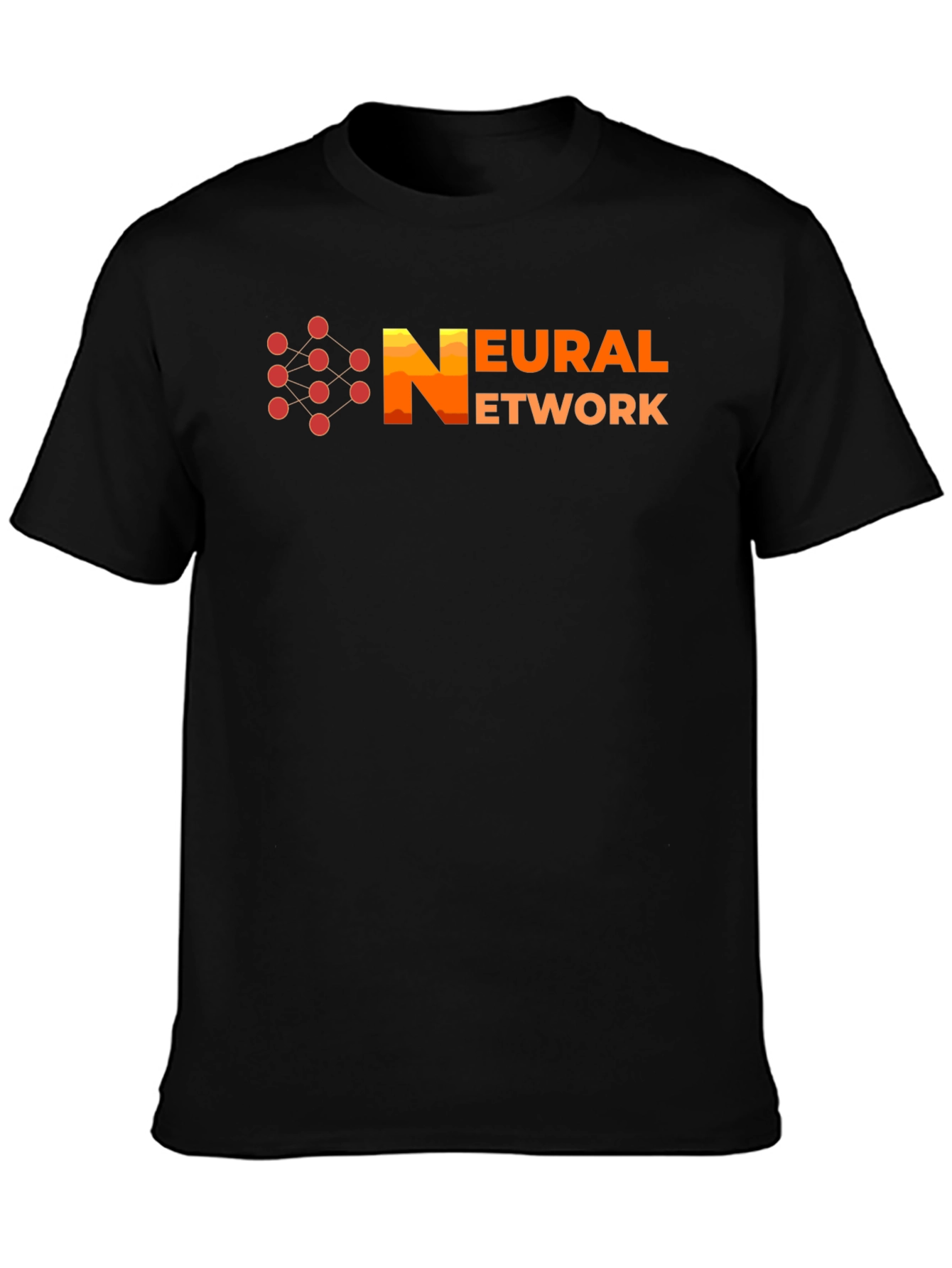 Neural Network Graphic Print Black T-Shirt