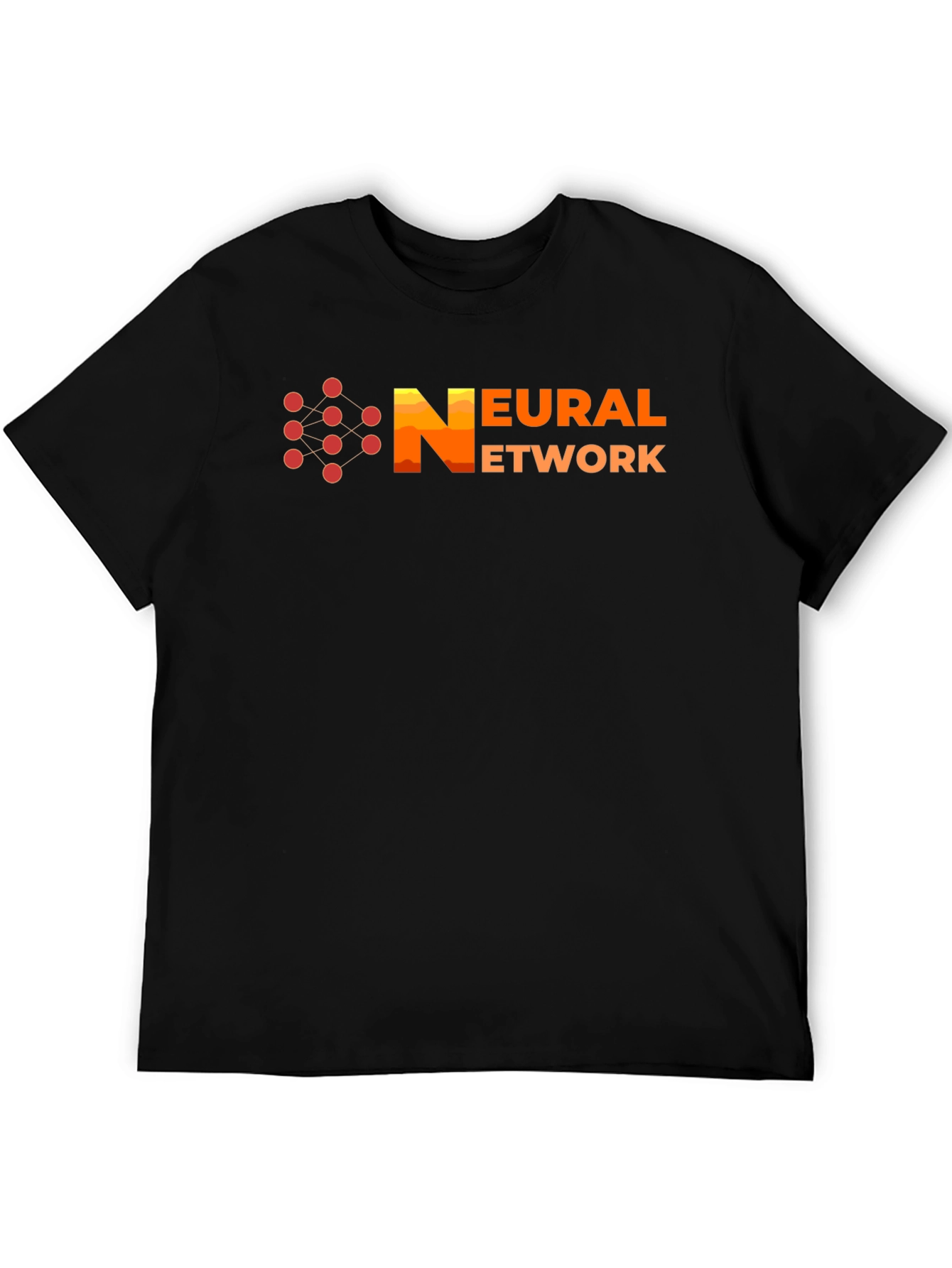 Neural Network Graphic Print Black T-Shirt