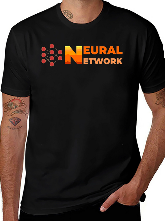 Neural Network Graphic Print Black T-Shirt
