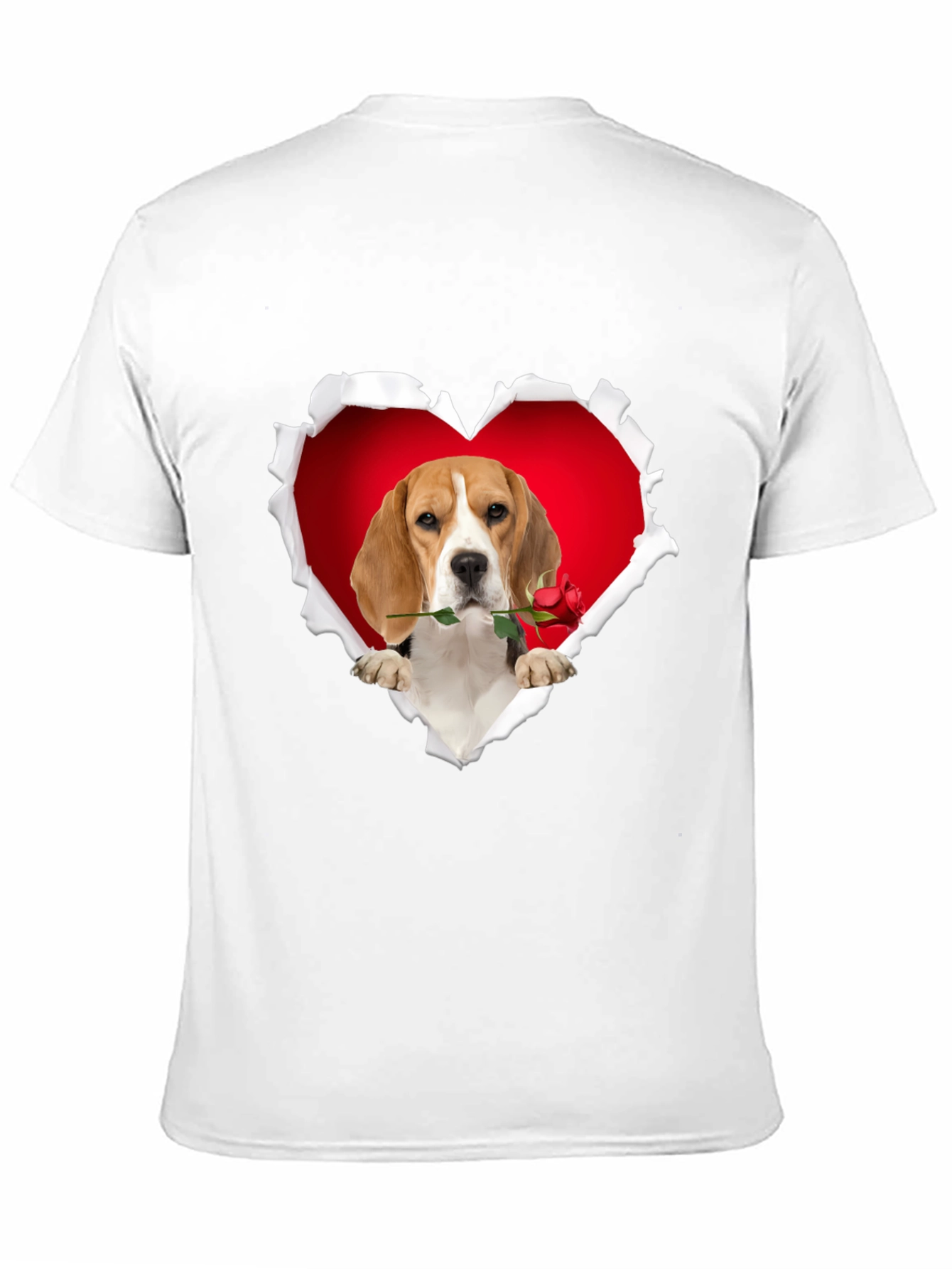Beagle Heart Rose T-Shirt - Cute Dog Lover Tee