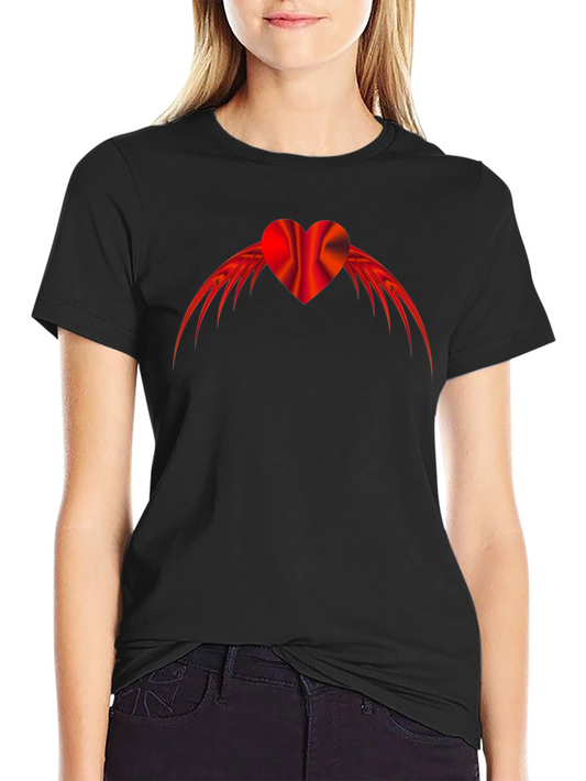 Winged Heart Graphic Tee - Black Cotton Blend