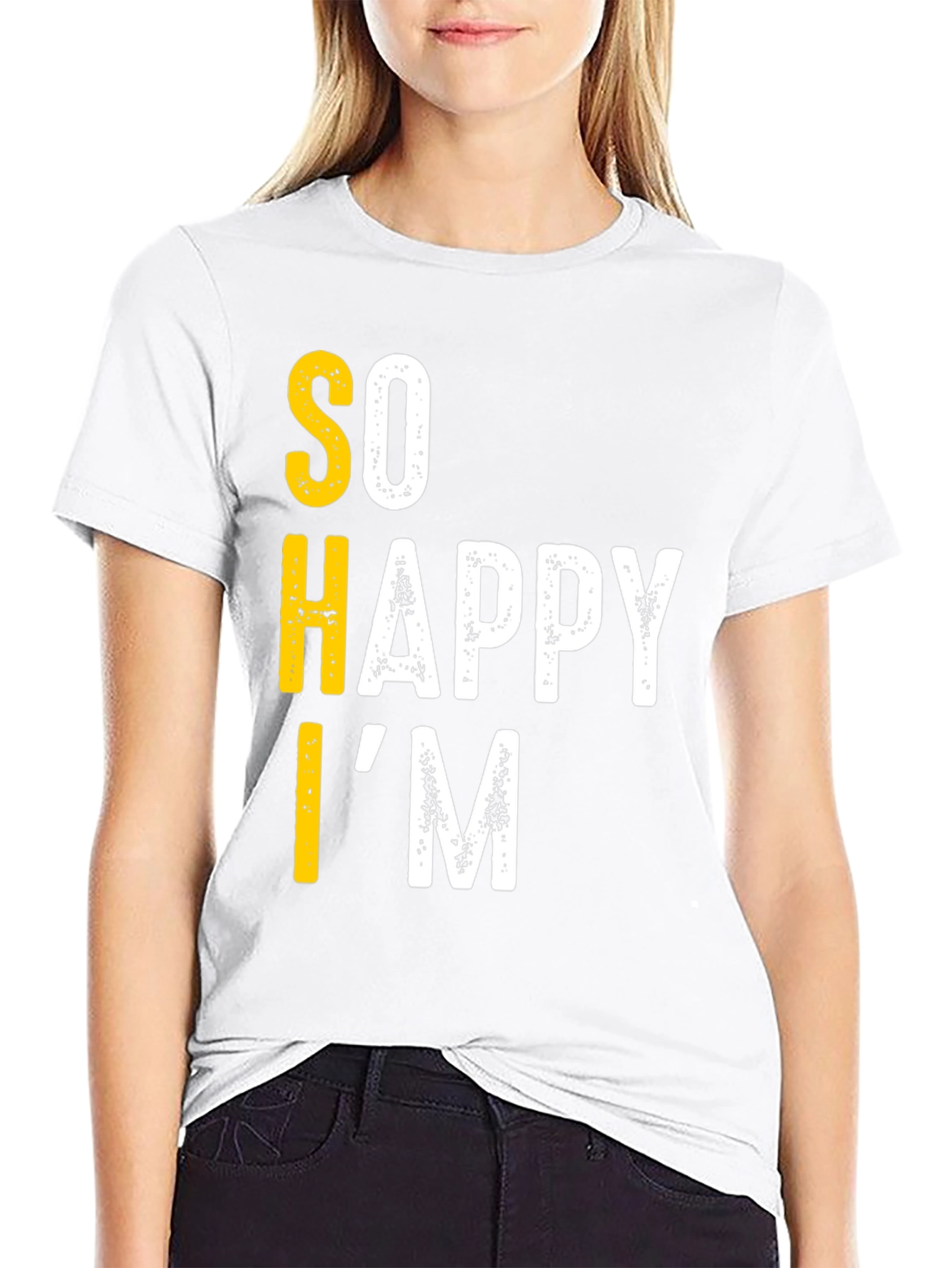 Funny So Happy Im T-Shirt - Black Graphic Tee